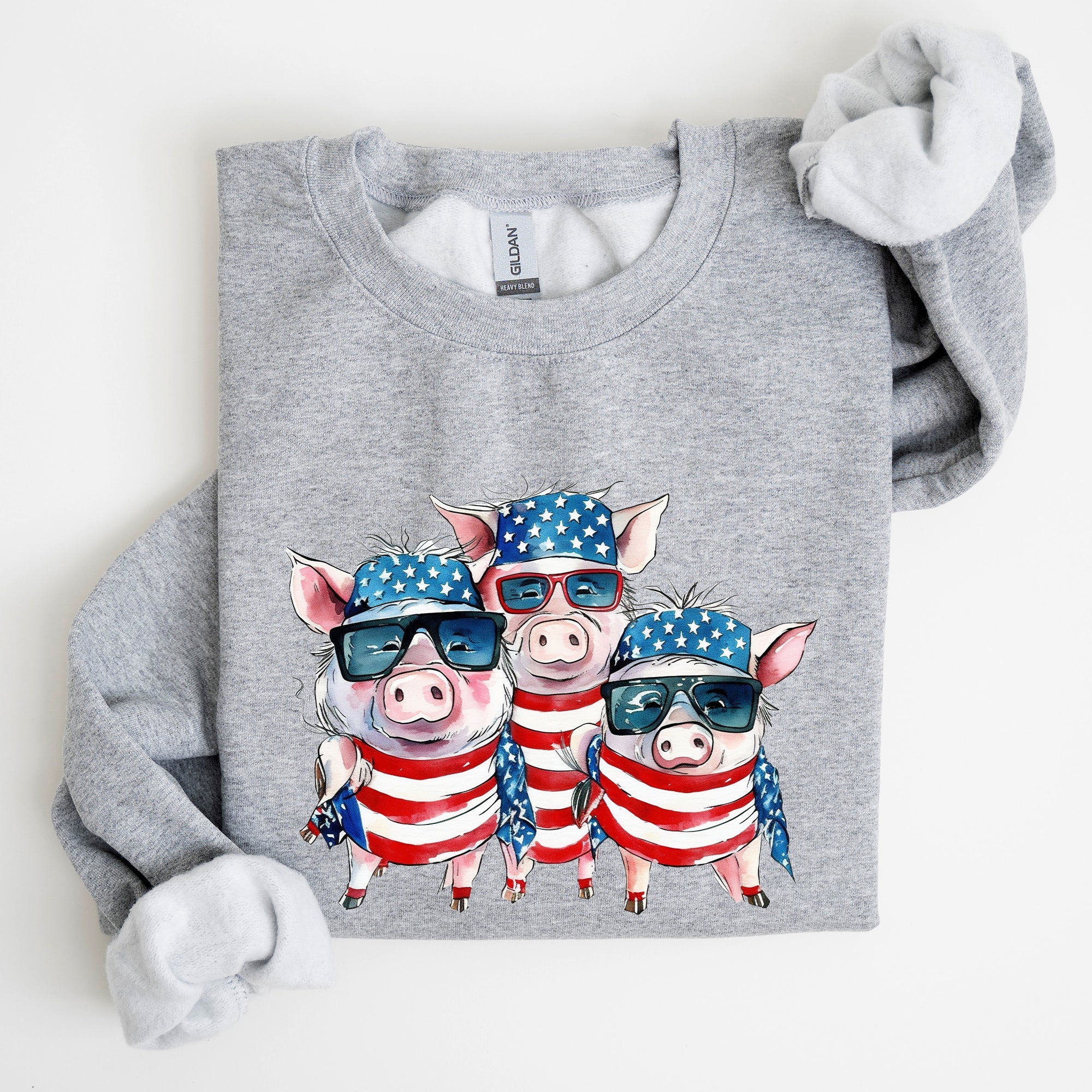 Patriotic Pigs Hippie Funny 4th Of July Celebration Graphic Punk Rock Vibe Sweatshirt