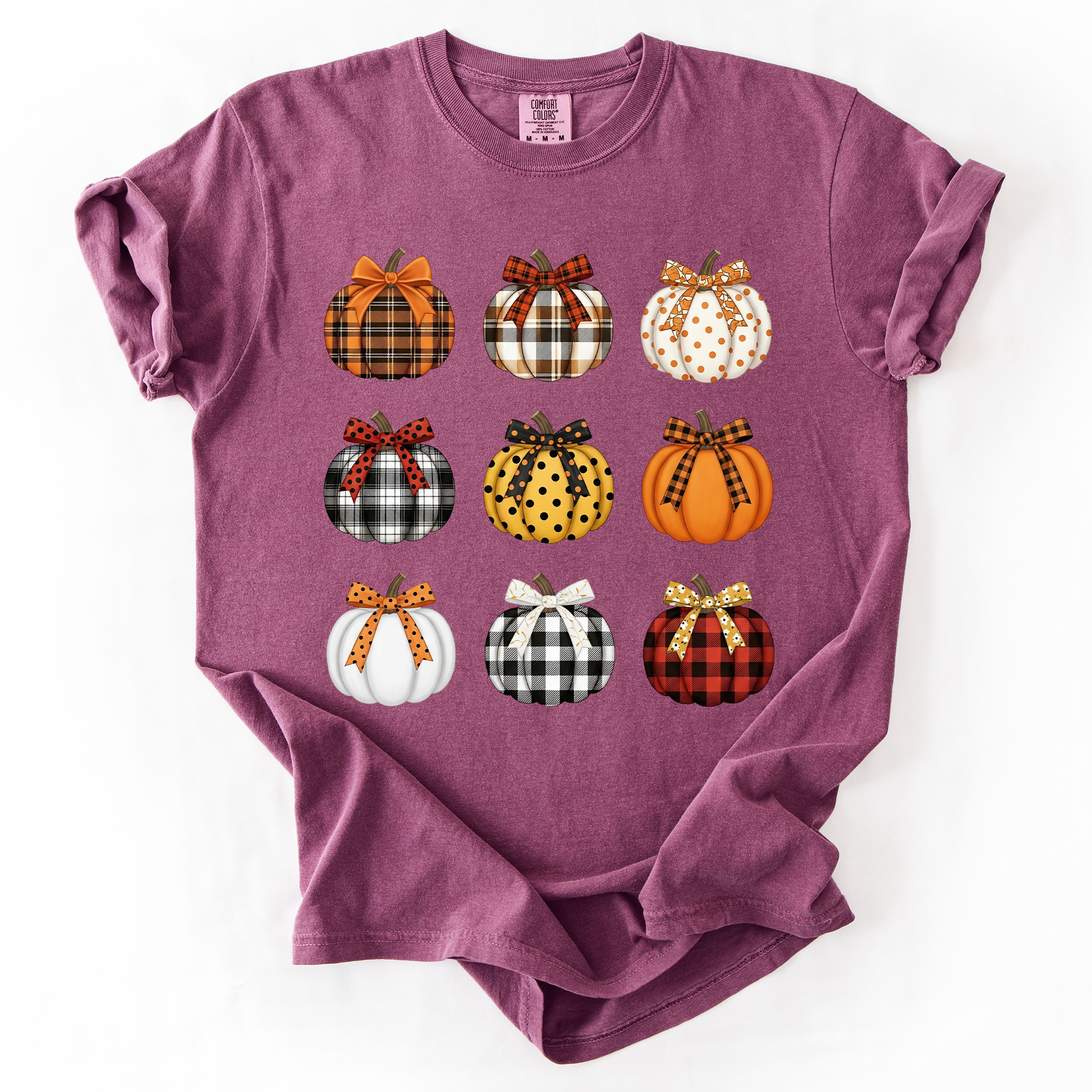 Patterned Pumpkins Watercolor Leopard Print Hand Painted Bouquet Comfort Colors Tee
