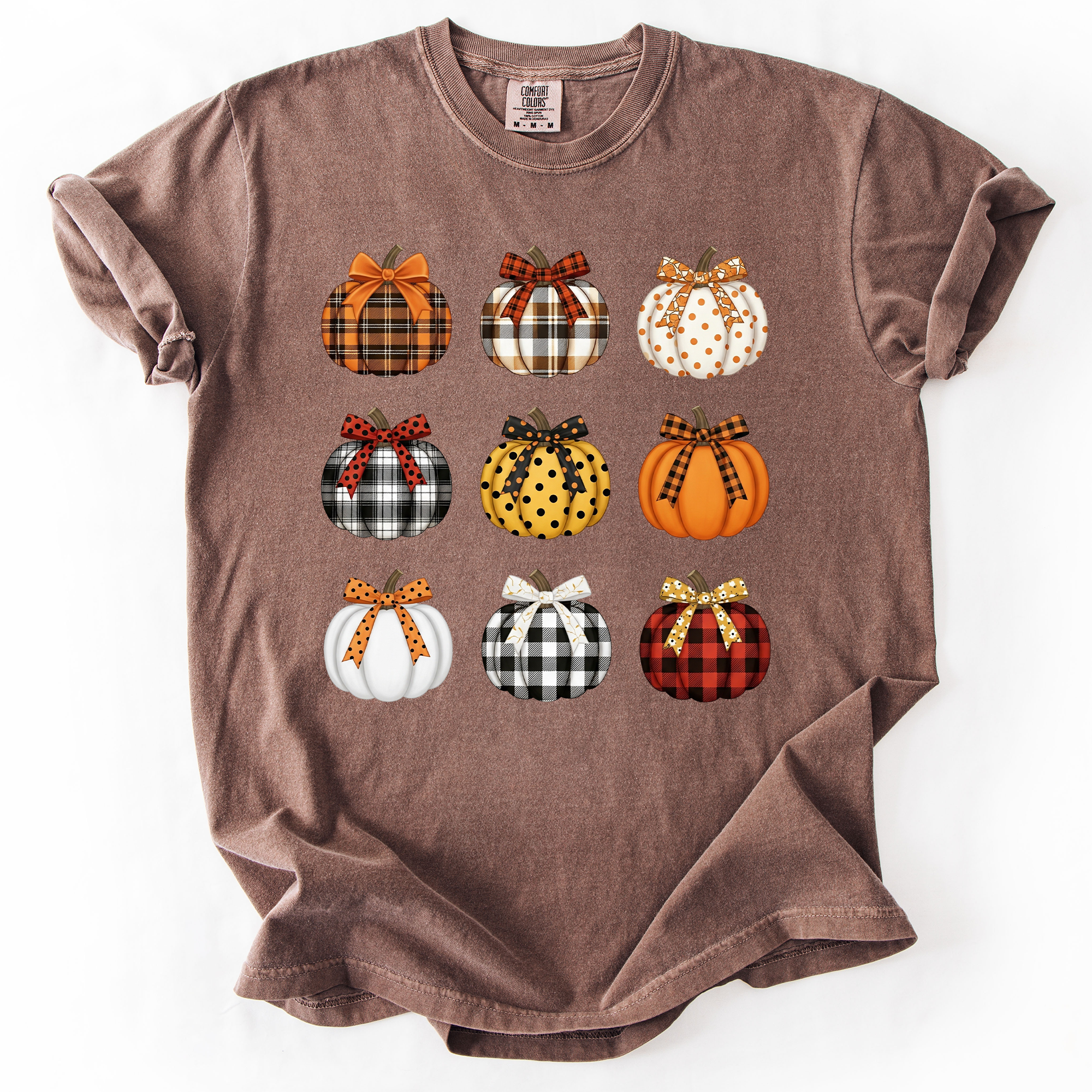 Patterned Pumpkins Watercolor Leopard Print Hand Painted Bouquet Comfort Colors Tee