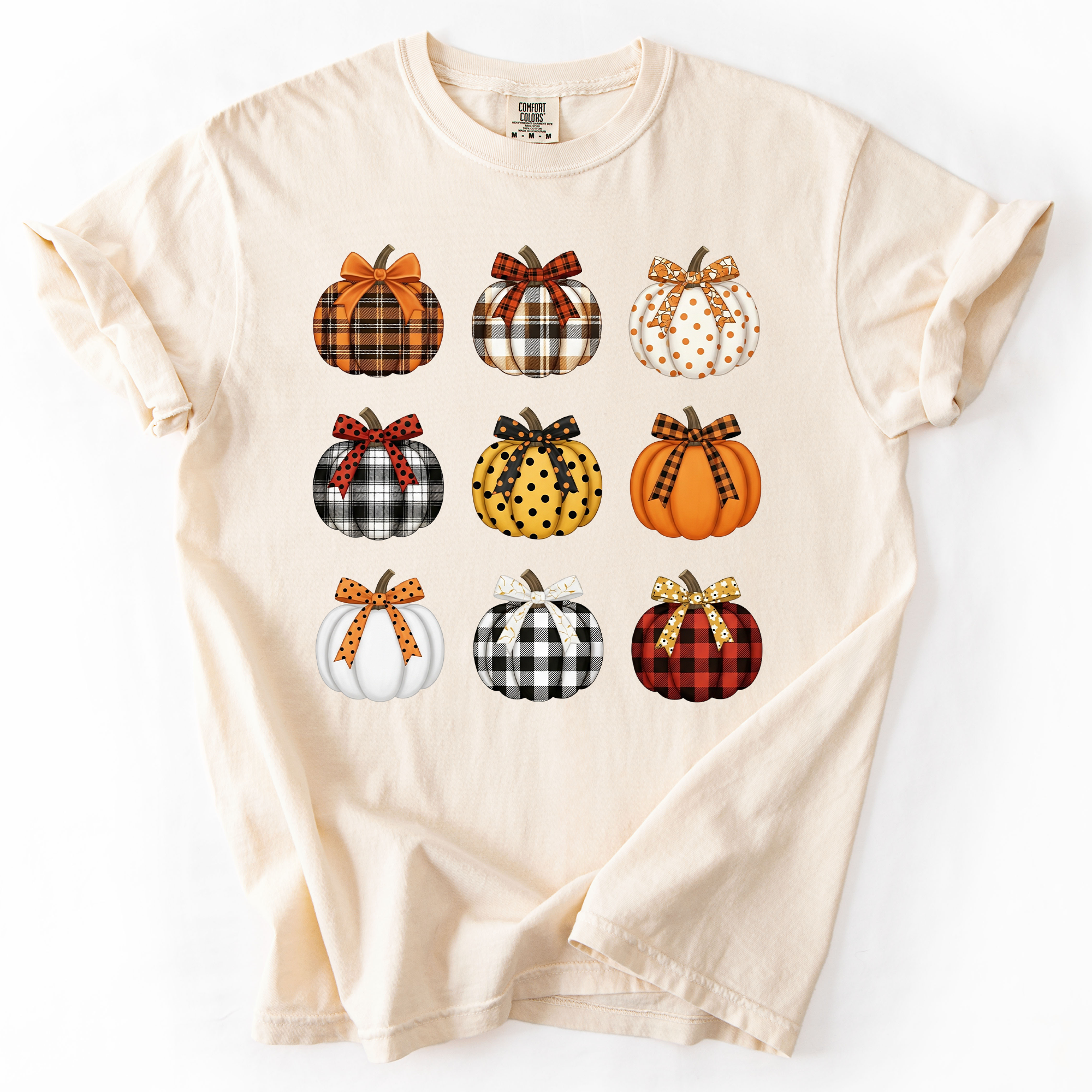 Patterned Pumpkins Watercolor Leopard Print Hand Painted Bouquet Comfort Colors Tee