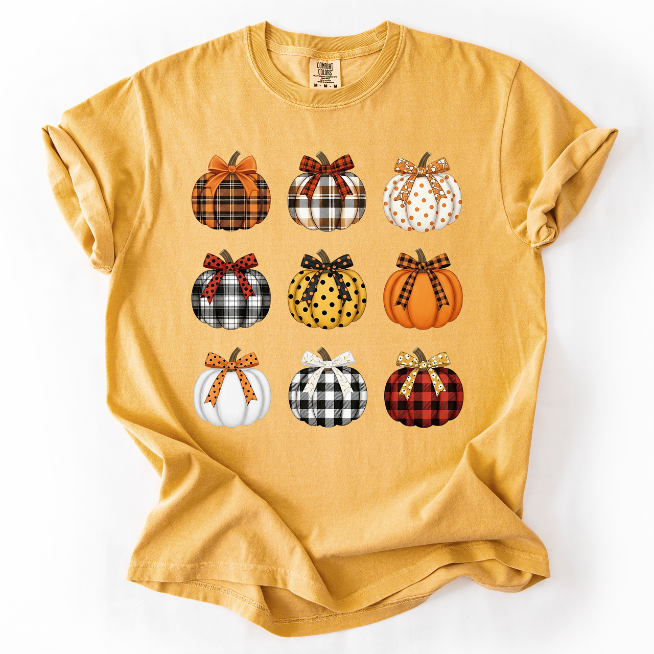 Patterned Pumpkins Watercolor Leopard Print Hand Painted Bouquet Comfort Colors Tee