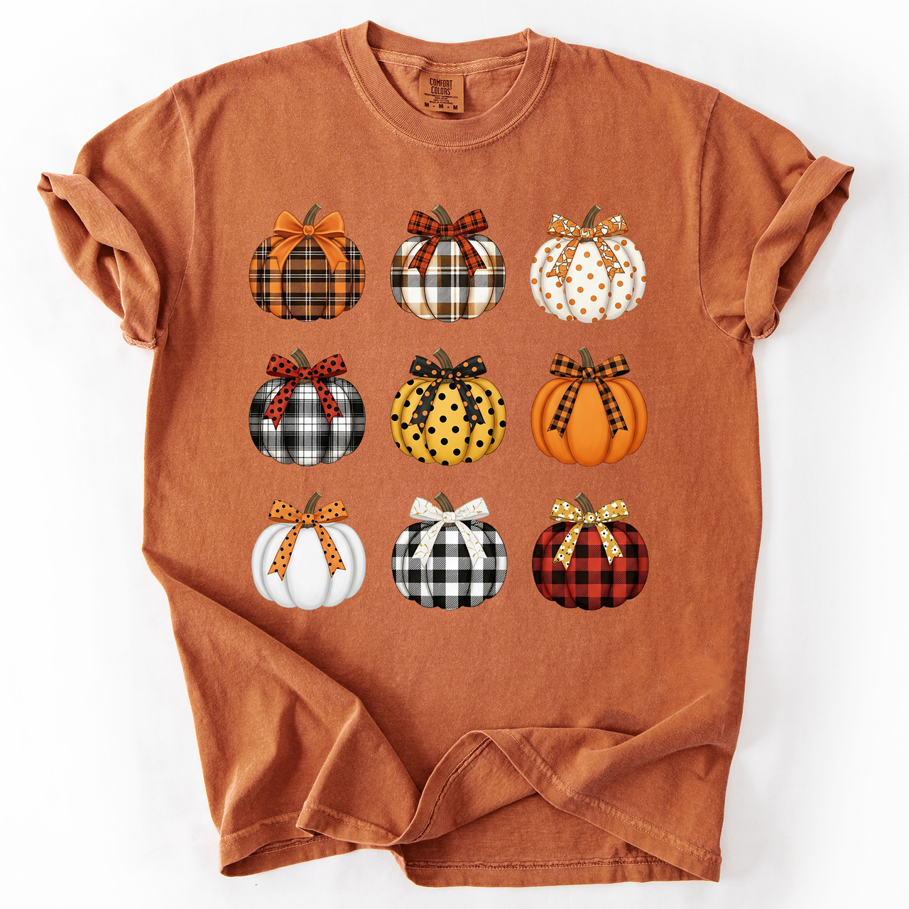 Patterned Pumpkins Watercolor Leopard Print Hand Painted Bouquet Comfort Colors Tee