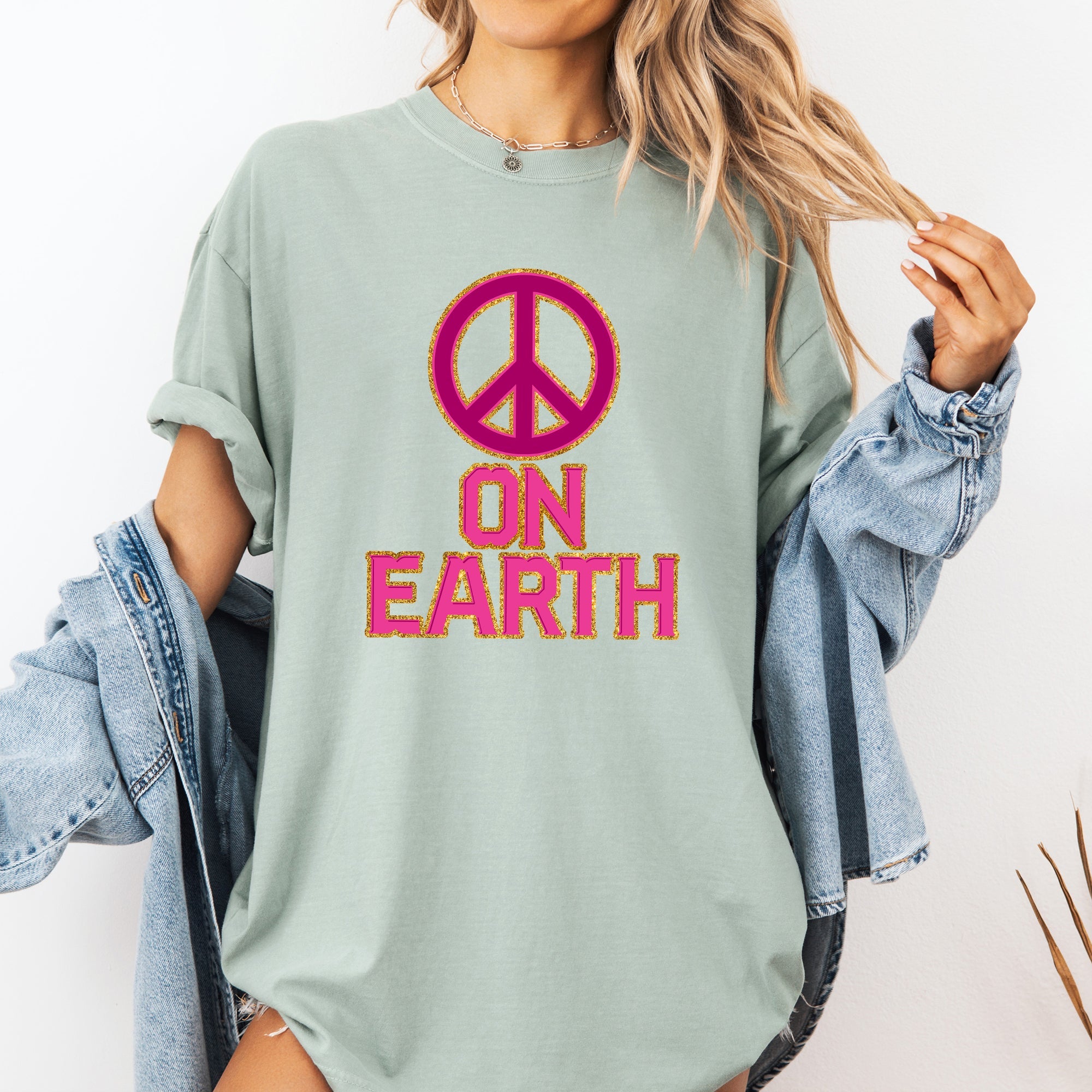 Peace On Earth Christmas Positivity Snow Santa Xmas Seasonal Joy Comfort Colors Tee