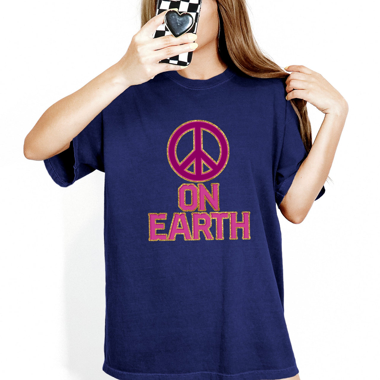 Peace On Earth Christmas Positivity Snow Santa Xmas Seasonal Joy Comfort Colors Tee