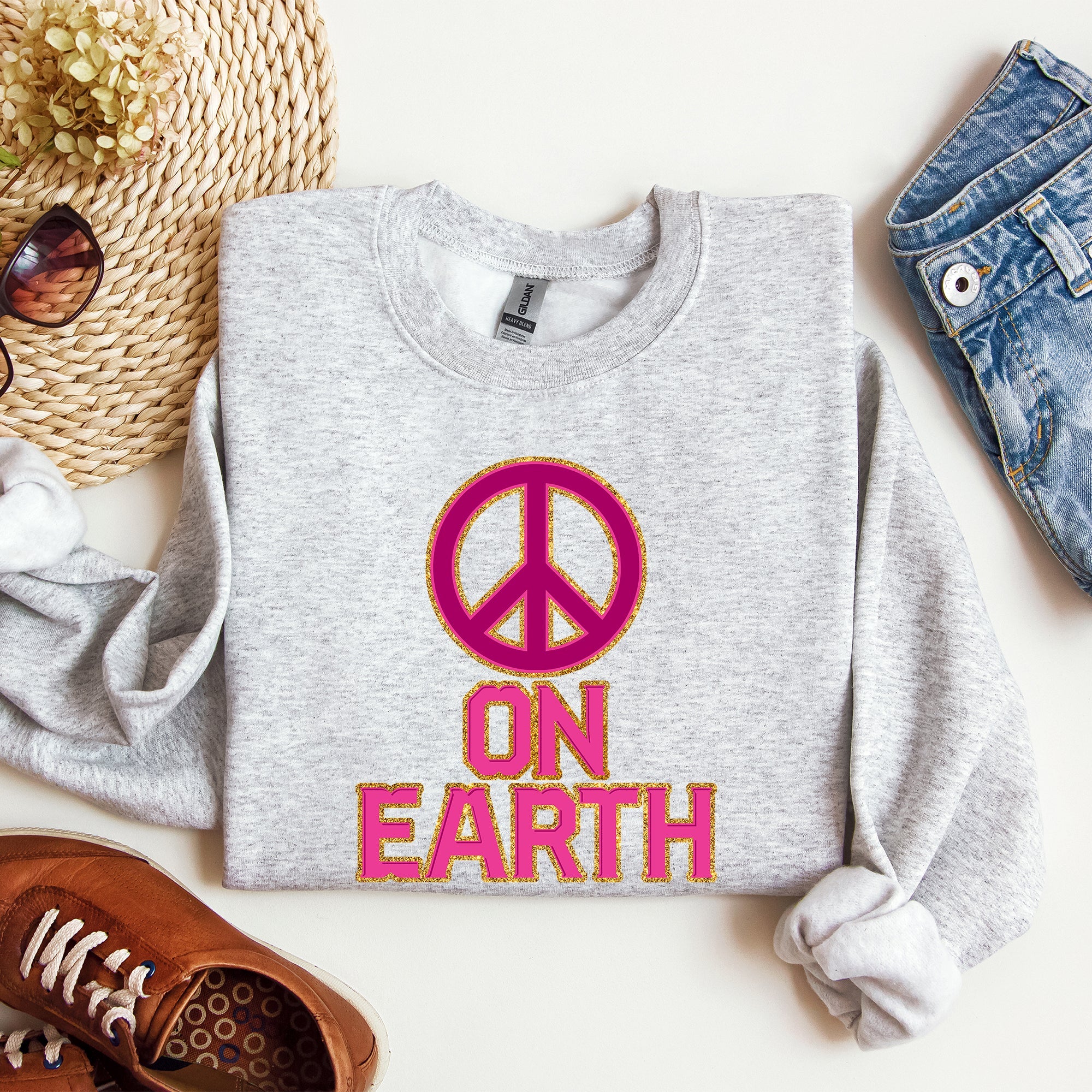 Peace On Earth Christmas Positivity Snow Santa Xmas Joyful Holiday Cheer For All Sweatshirt