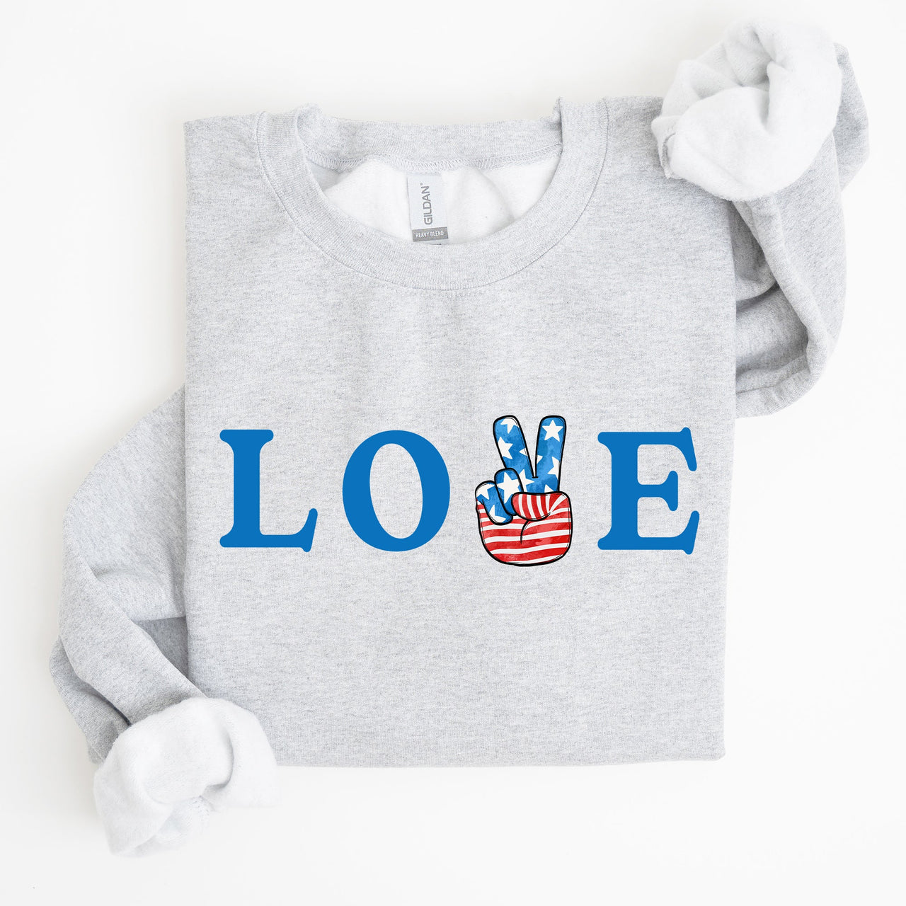 Peace, Love, America Retro Patriotic 4th Of July Vintage Flag Inspired Sweatshirt