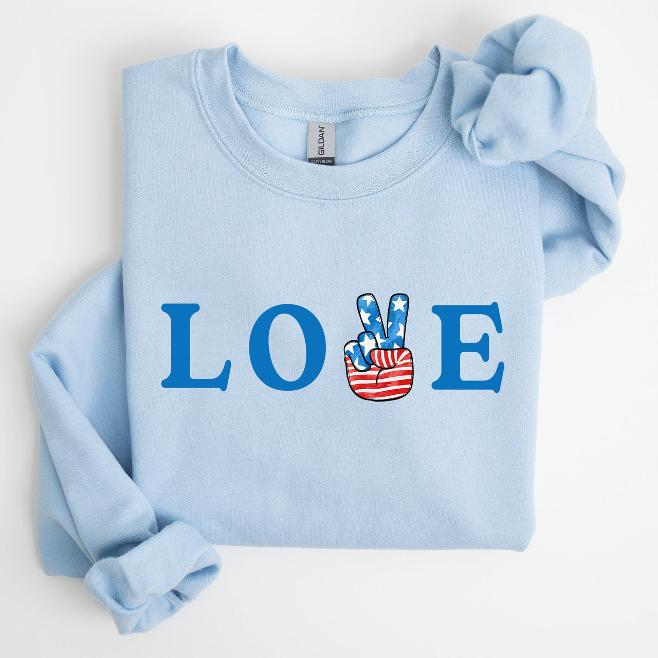 Peace, Love, America Retro Patriotic 4th Of July Vintage Flag Inspired Sweatshirt