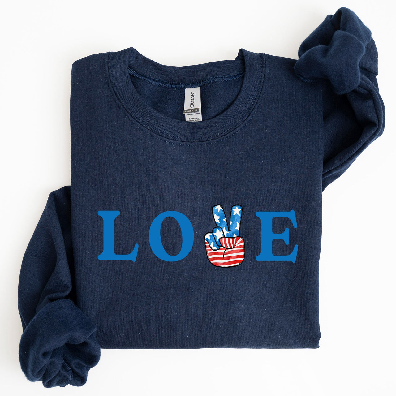 Peace, Love, America Retro Patriotic 4th Of July Vintage Flag Inspired Sweatshirt