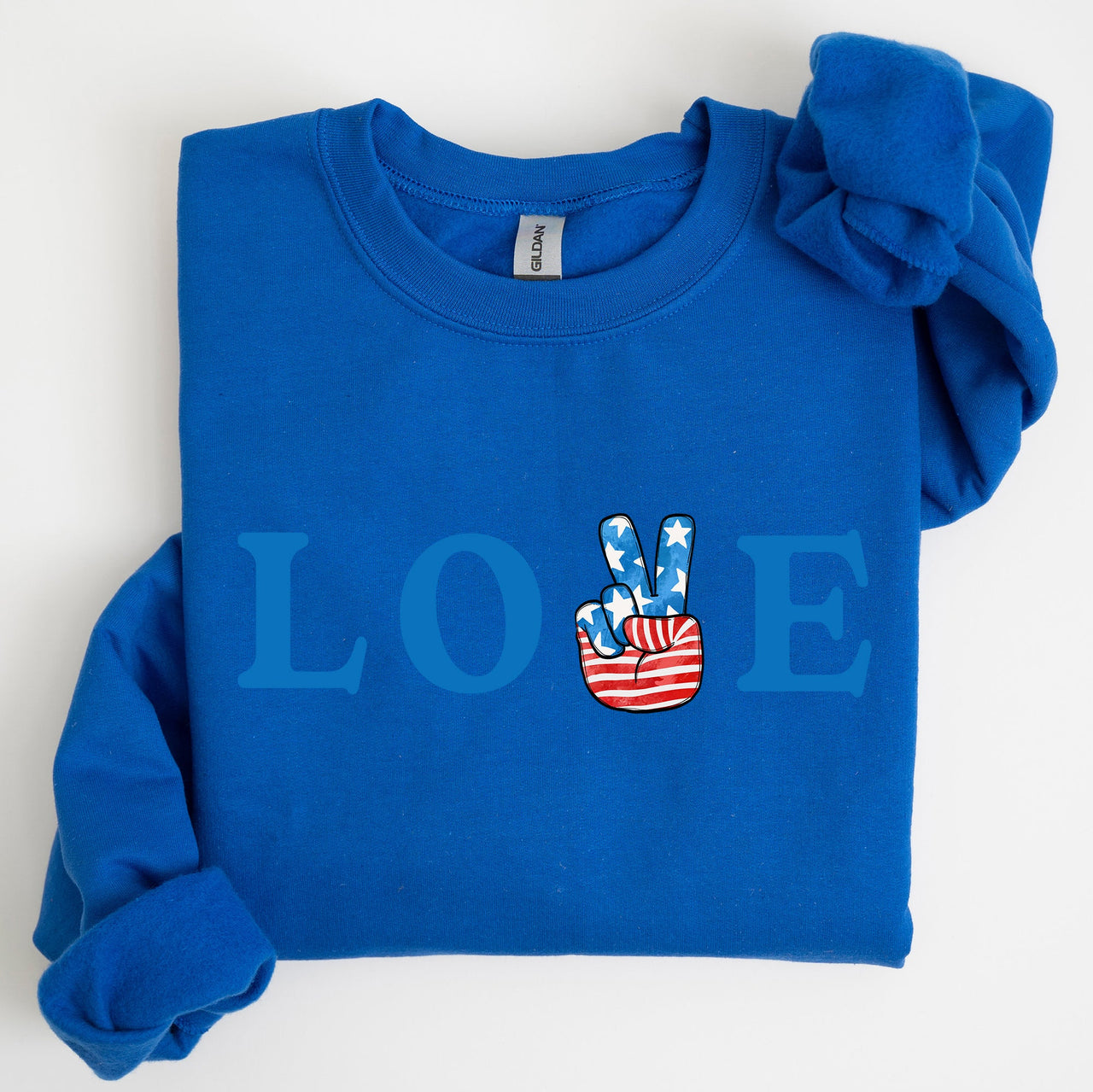 Peace, Love, America Retro Patriotic 4th Of July Vintage Flag Inspired Sweatshirt