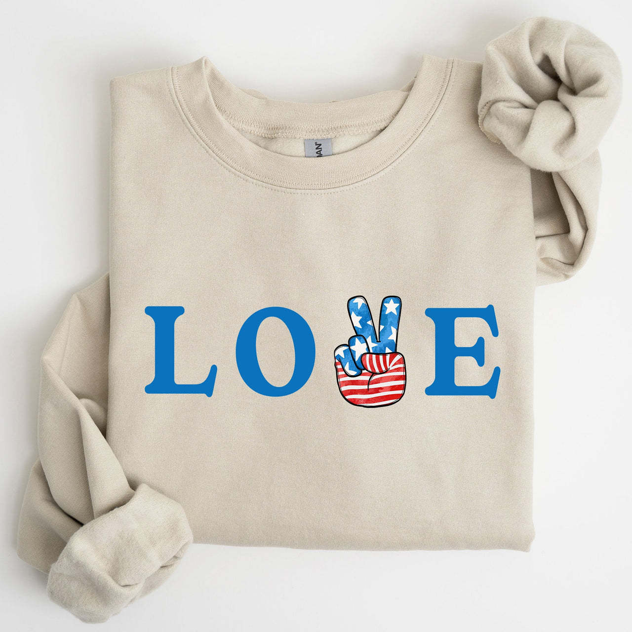 Peace, Love, America Retro Patriotic 4th Of July Vintage Flag Inspired Sweatshirt