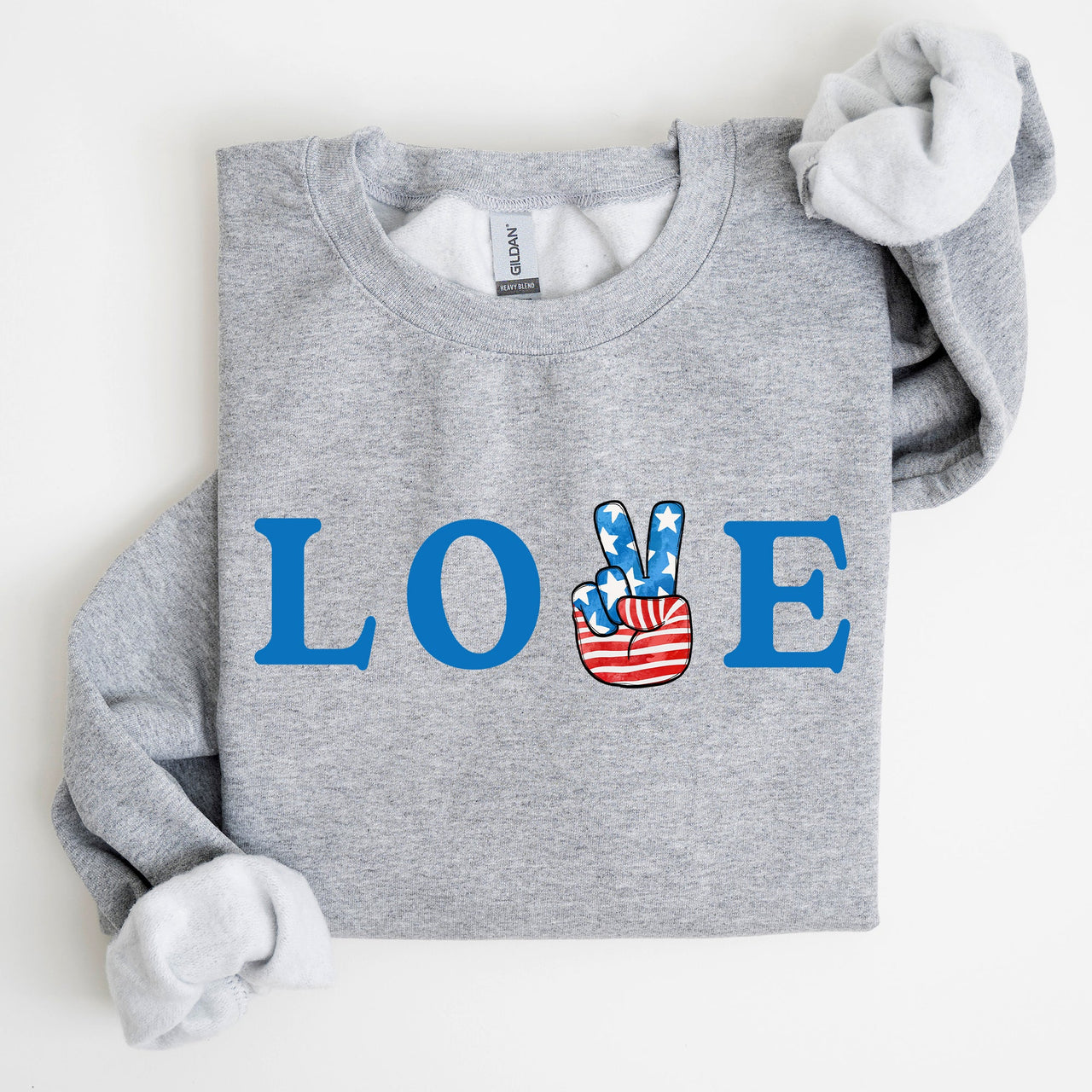 Peace, Love, America Retro Patriotic 4th Of July Vintage Flag Inspired Sweatshirt