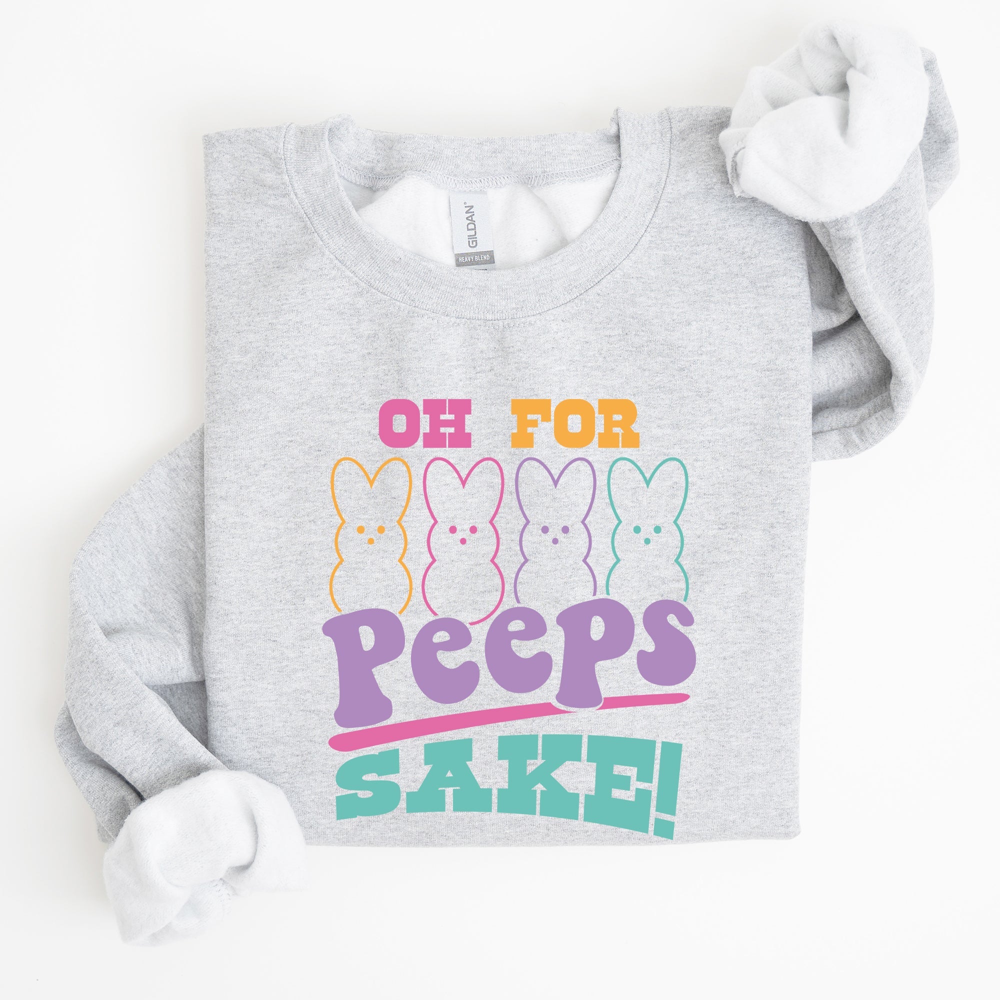 Peeps Sake Easter Retro Pastel Bunnies Graphic Illustration Cozy Spring Sweatshirt