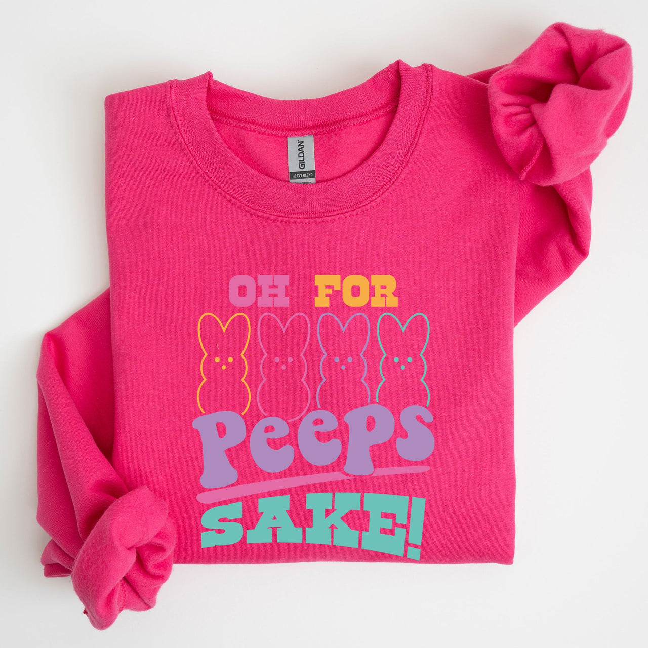 Peeps Sake Easter Retro Pastel Bunnies Graphic Illustration Cozy Spring Sweatshirt