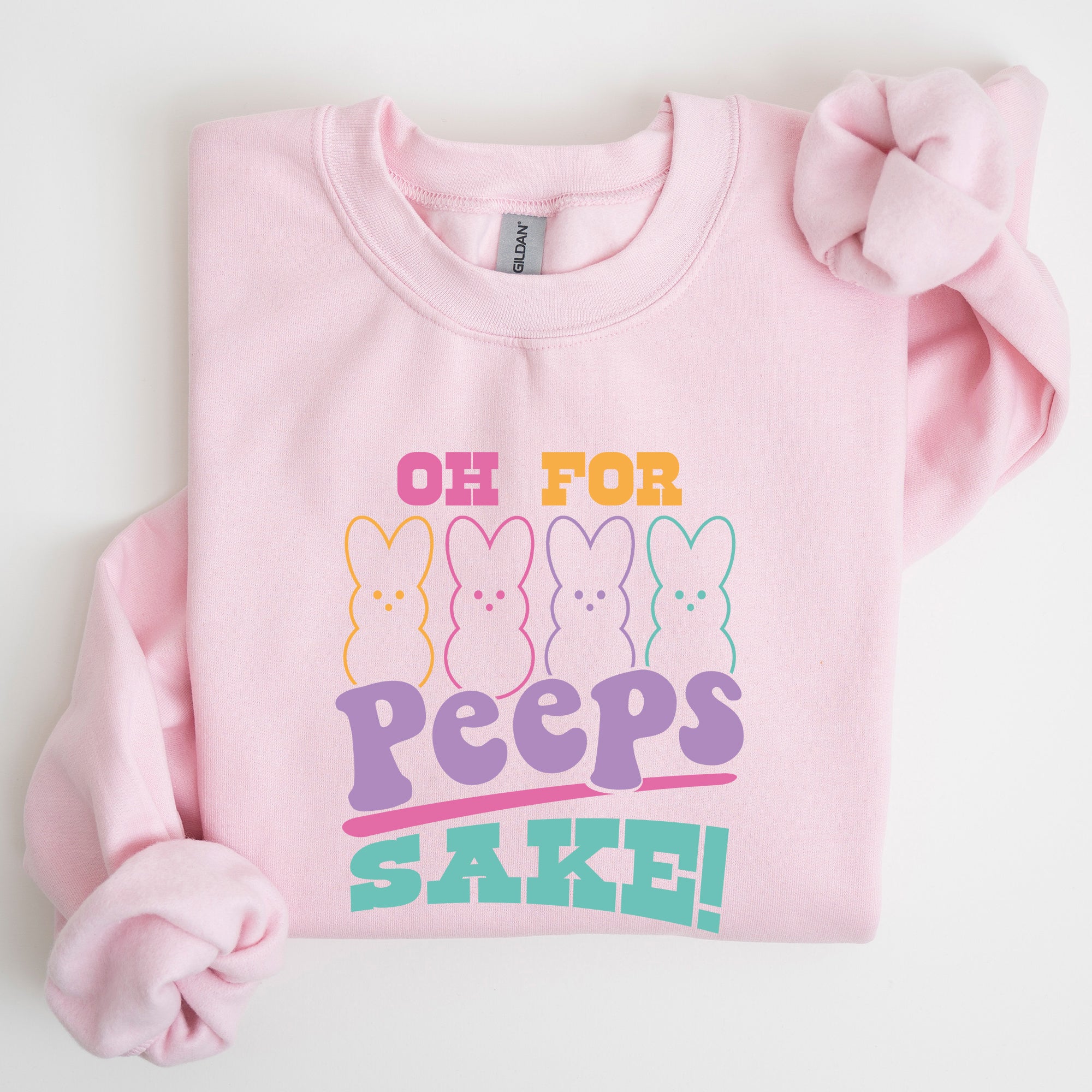 Peeps Sake Easter Retro Pastel Bunnies Graphic Illustration Cozy Spring Sweatshirt