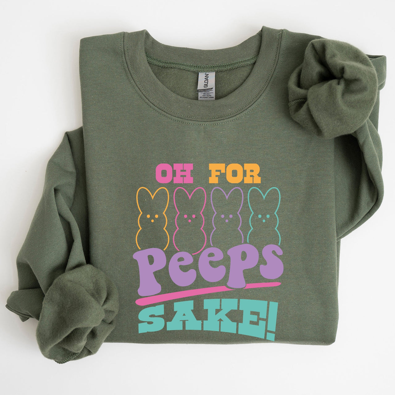 Peeps Sake Easter Retro Pastel Bunnies Graphic Illustration Cozy Spring Sweatshirt