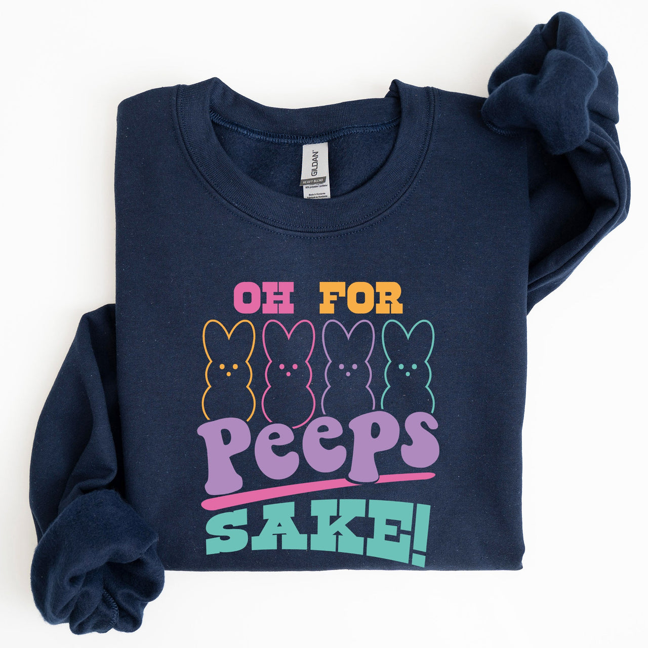 Peeps Sake Easter Retro Pastel Bunnies Graphic Illustration Cozy Spring Sweatshirt