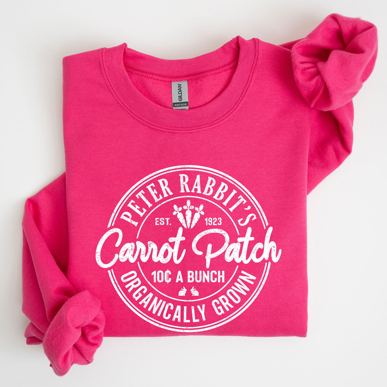 Peter Rabbit's Carrot Patch Vintage Retro Farm Sign Easter Graphic Sweatshirt Cozy Classic