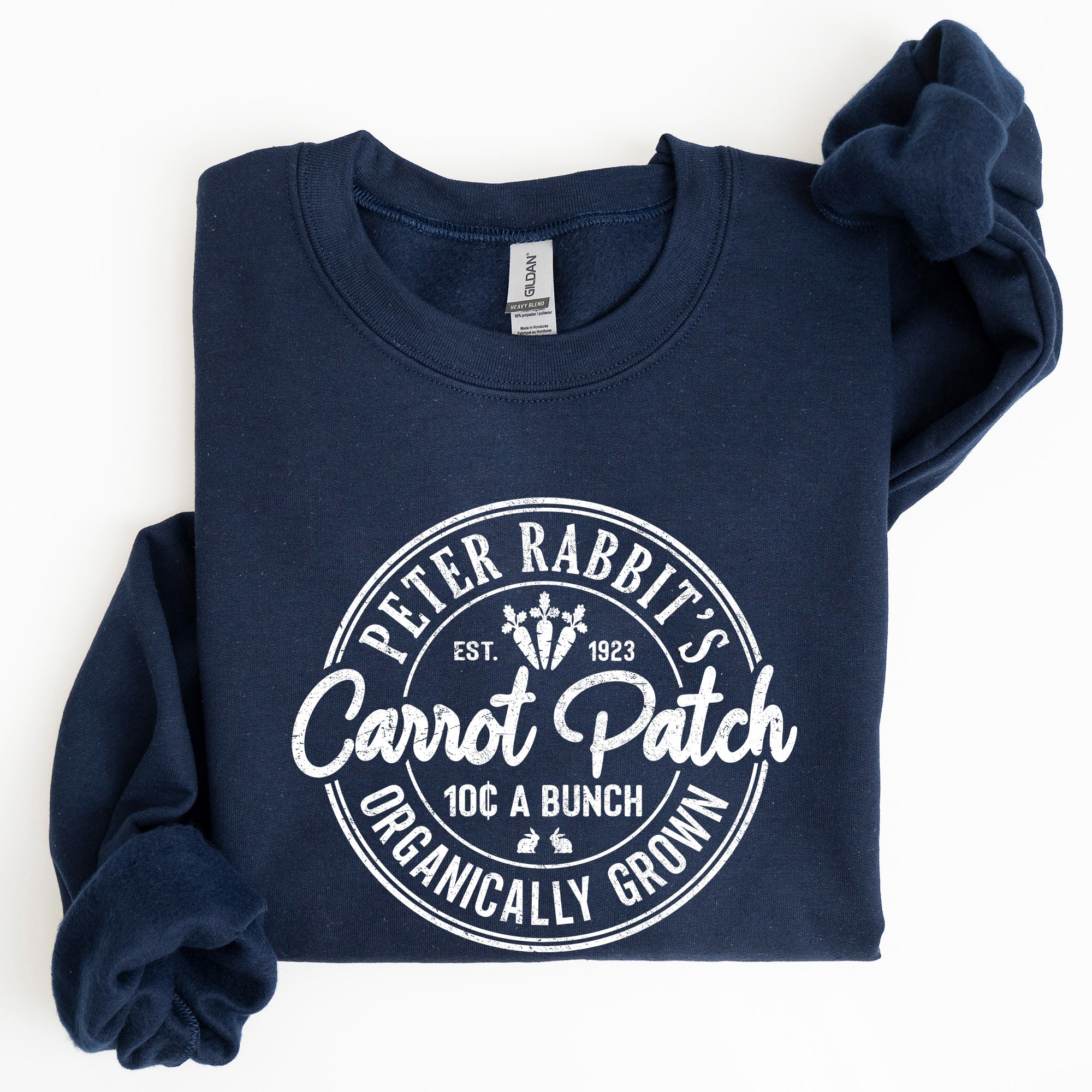 Peter Rabbit's Carrot Patch Vintage Retro Farm Sign Easter Graphic Sweatshirt Cozy Classic