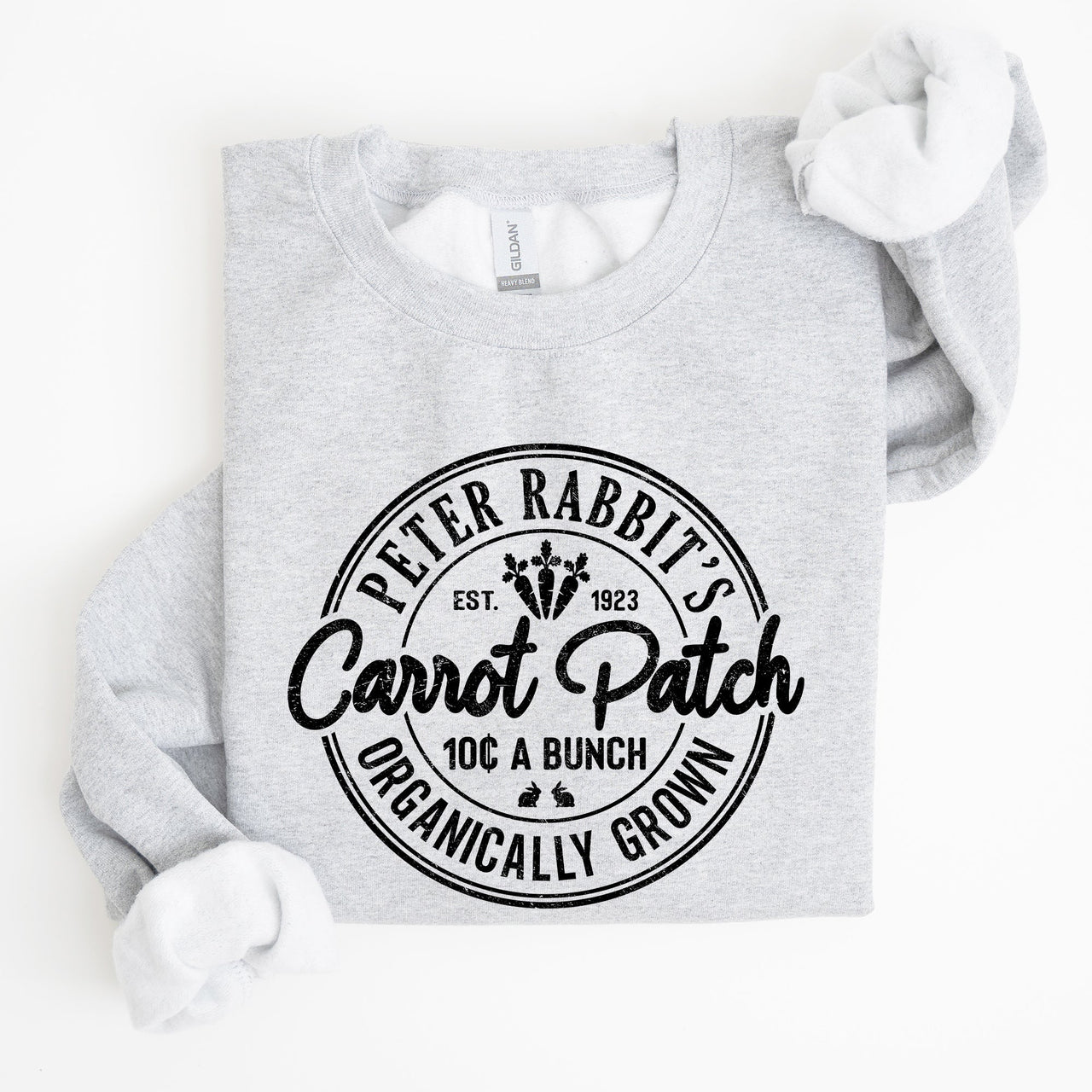 Peter Rabbit's Carrot Patch Vintage Retro Farm Sign Easter Graphic Sweatshirt Cozy Classic