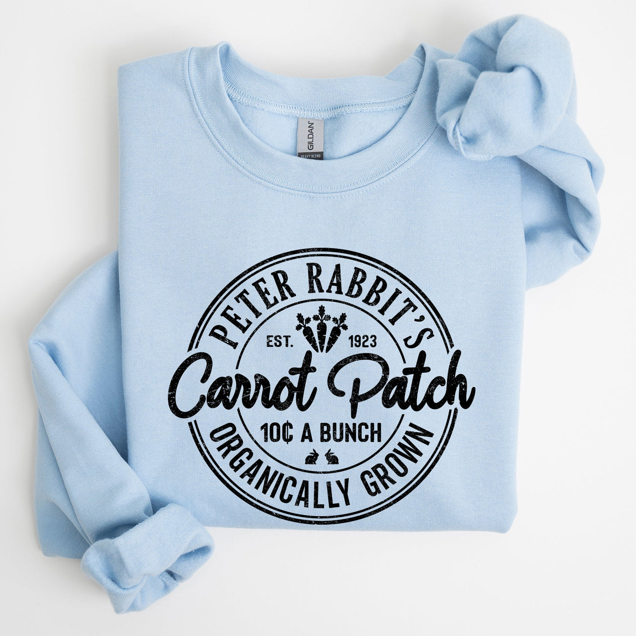 Peter Rabbit's Carrot Patch Vintage Retro Farm Sign Easter Graphic Sweatshirt Cozy Classic