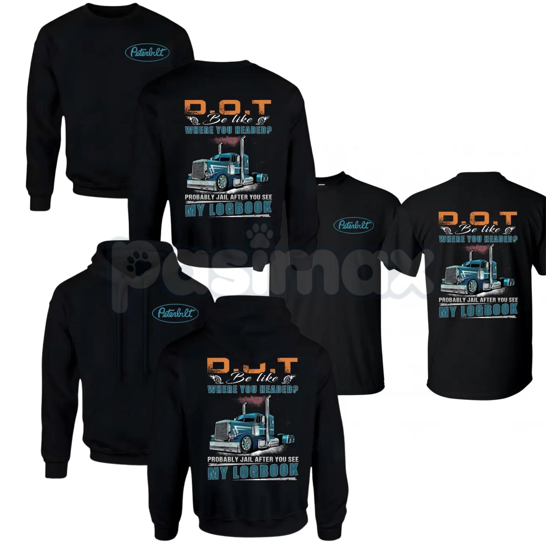 Peterbilt Trucker Hoodie – Funny DOT Logbook Joke Sweatshirt & Big Rig Graphic T-Shirt