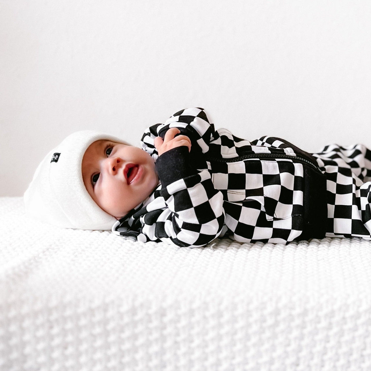 ZIP HOODIE- B+W Check Bamboo French Terry
