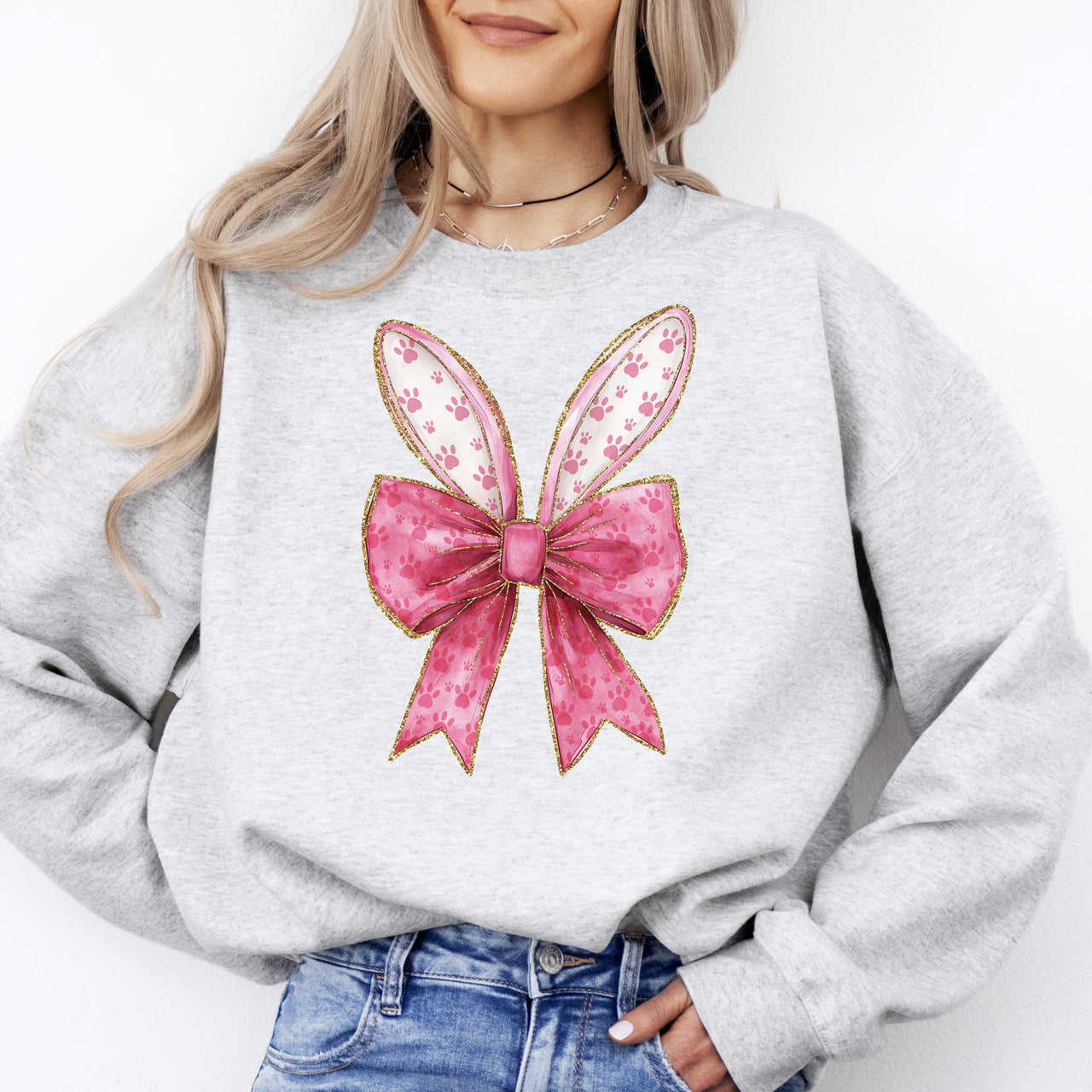 Pink Coquette Easter Bunny Jesus Rabbit Holiday Celebration Deluxe Graphic Sweatshirt