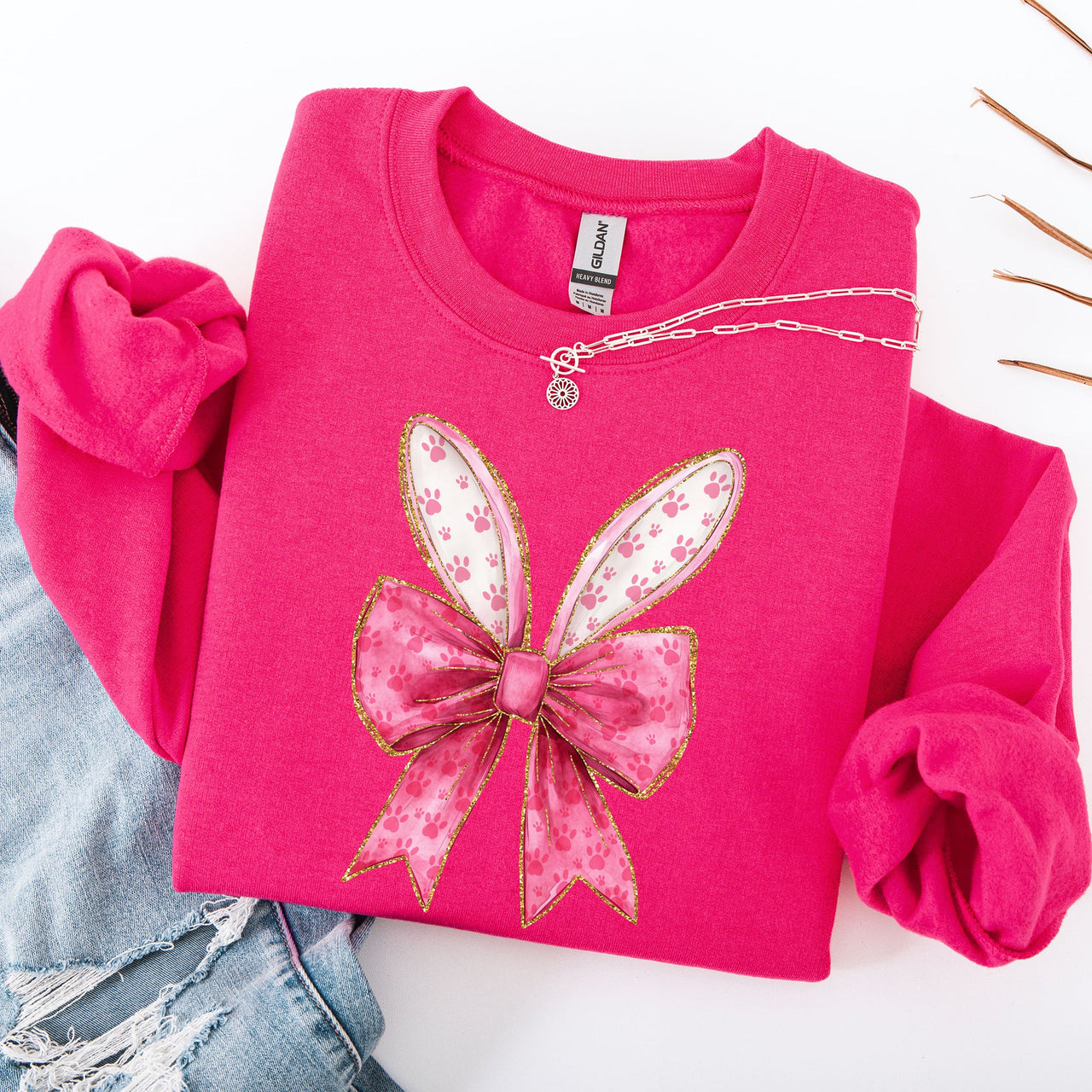 Pink Coquette Easter Bunny Jesus Rabbit Holiday Celebration Deluxe Graphic Sweatshirt