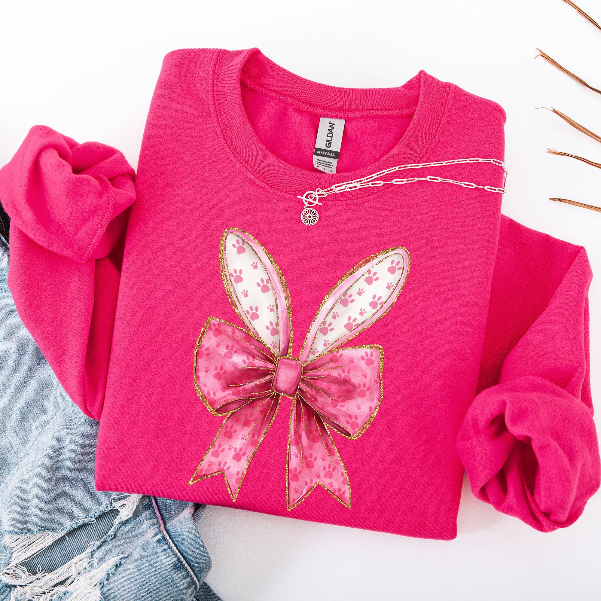 Pink Coquette Easter Bunny Jesus Rabbit Holiday Celebration Deluxe Graphic Sweatshirt