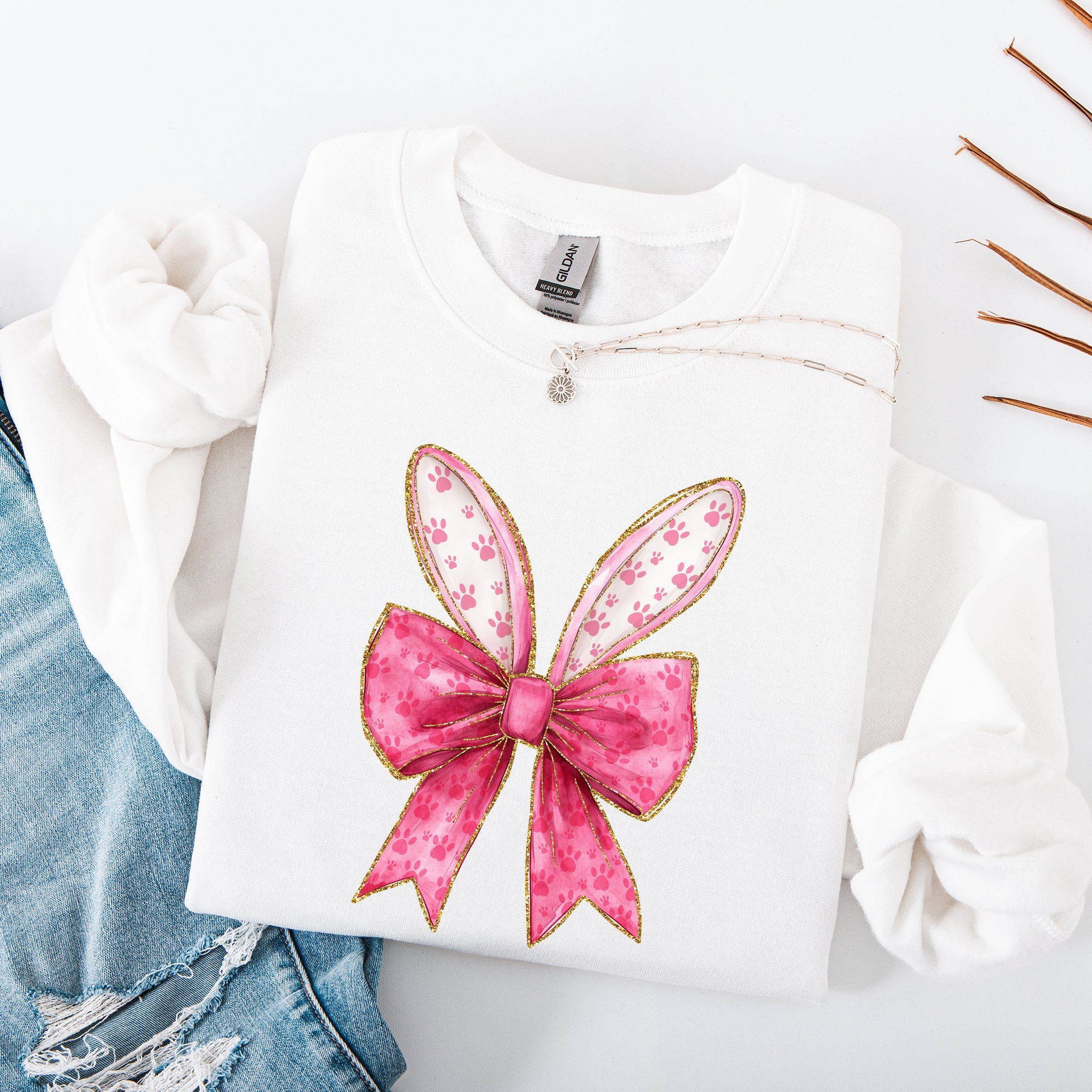 Pink Coquette Easter Bunny Jesus Rabbit Holiday Celebration Deluxe Graphic Sweatshirt