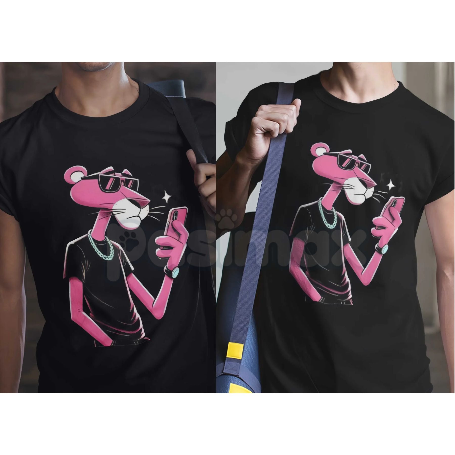 Pink Panther Wears Glasses Funny T-Shirt - Cool Sophisticated Feline Graphic Tee, Premium 100% Cotton Retro Cartoon Shirt, Geek Chic Pink Panther Fan Apparel, Modern Minimalist Character Top, Soft Lived-In Unisex Streetwear