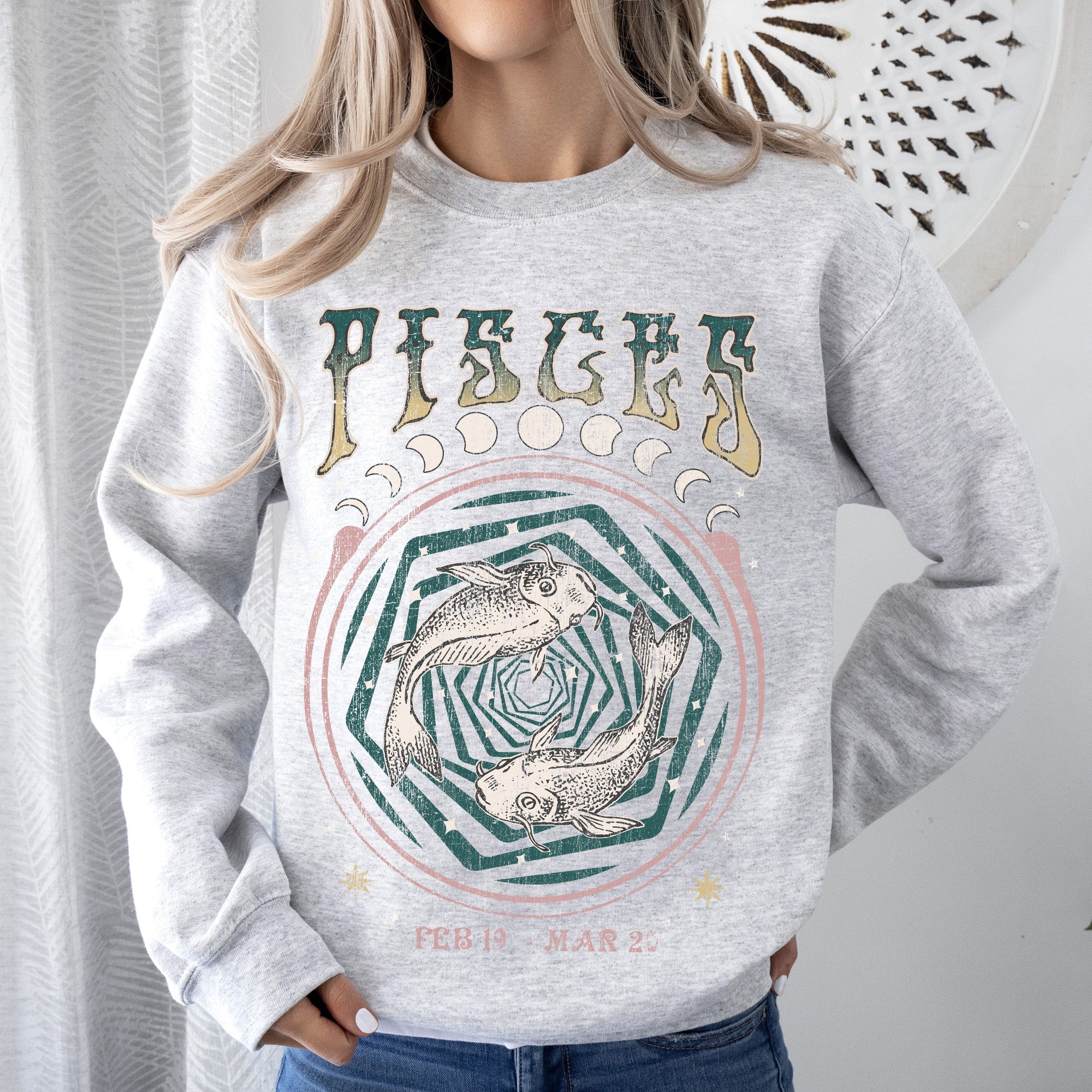 Pisces Zodiac Astrology Horoscope Celestial Sign Constellation Graphic Sweatshirt
