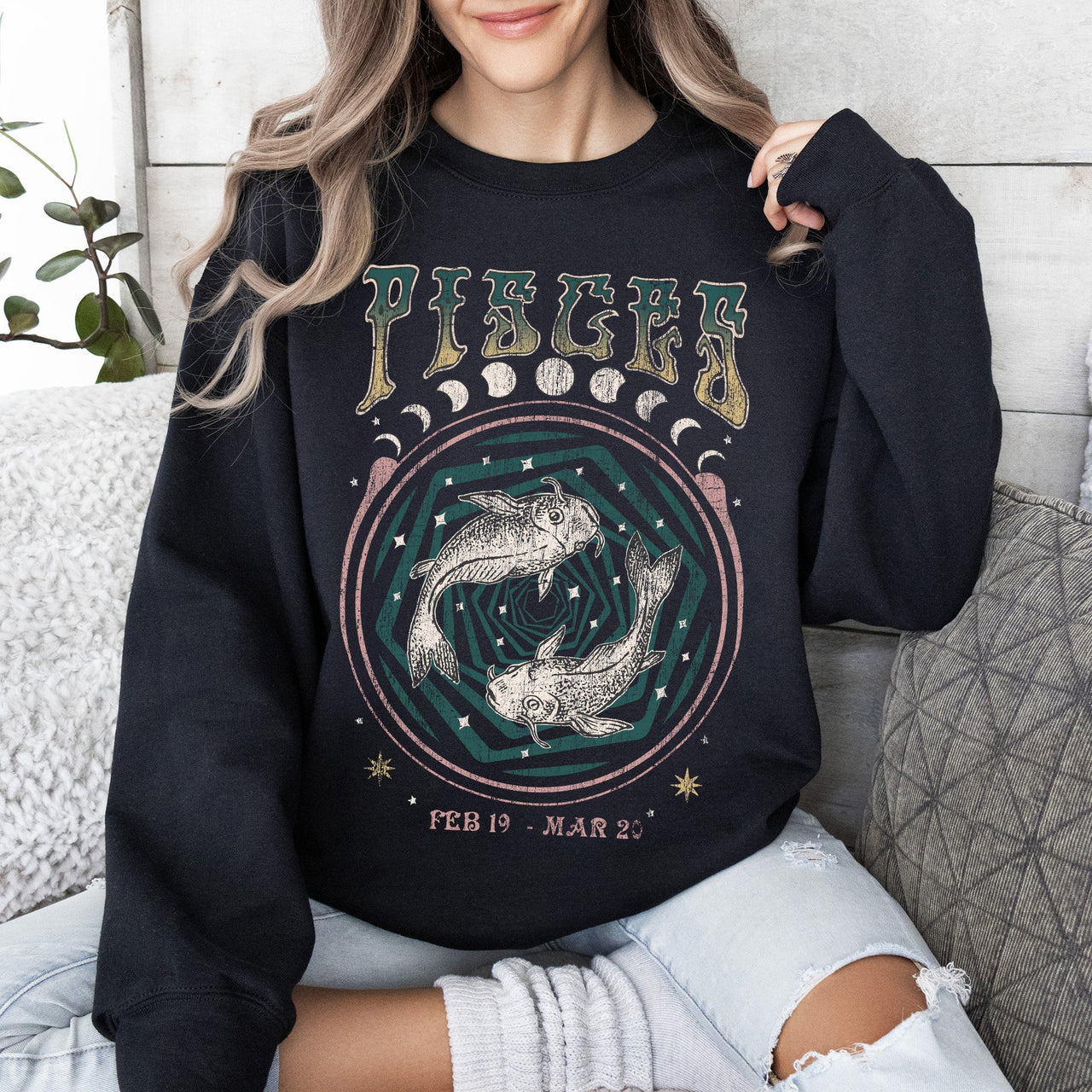 Pisces Zodiac Astrology Horoscope Celestial Sign Constellation Graphic Sweatshirt