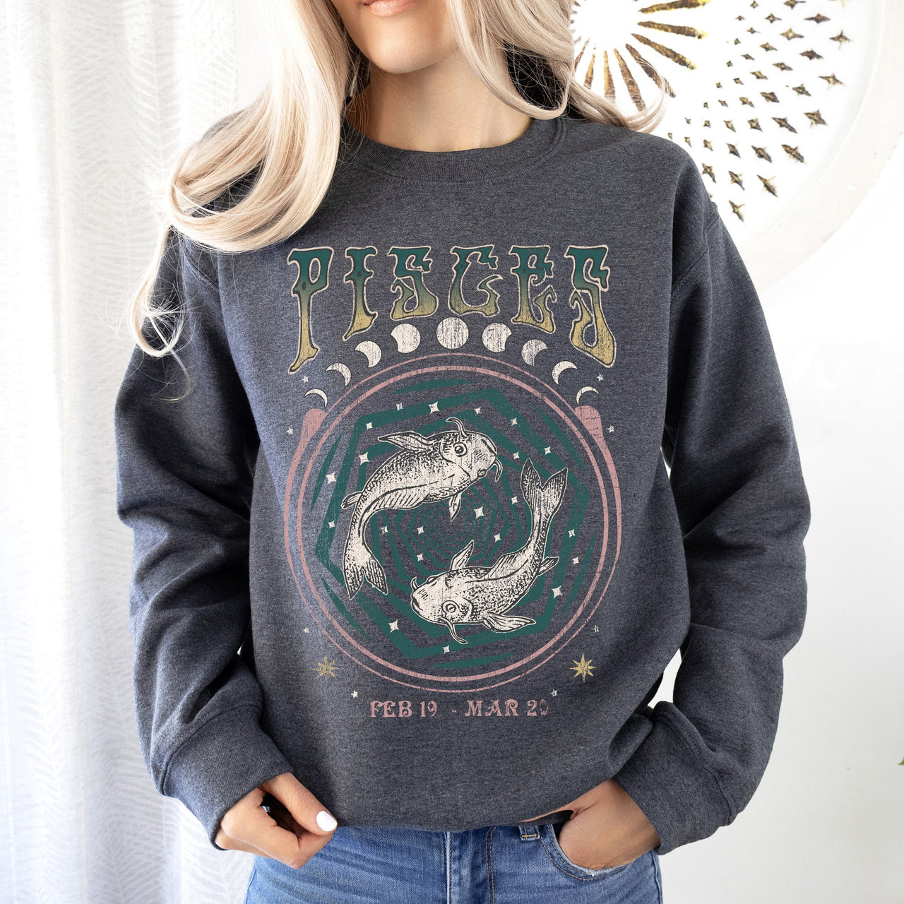 Pisces Zodiac Astrology Horoscope Celestial Sign Constellation Graphic Sweatshirt
