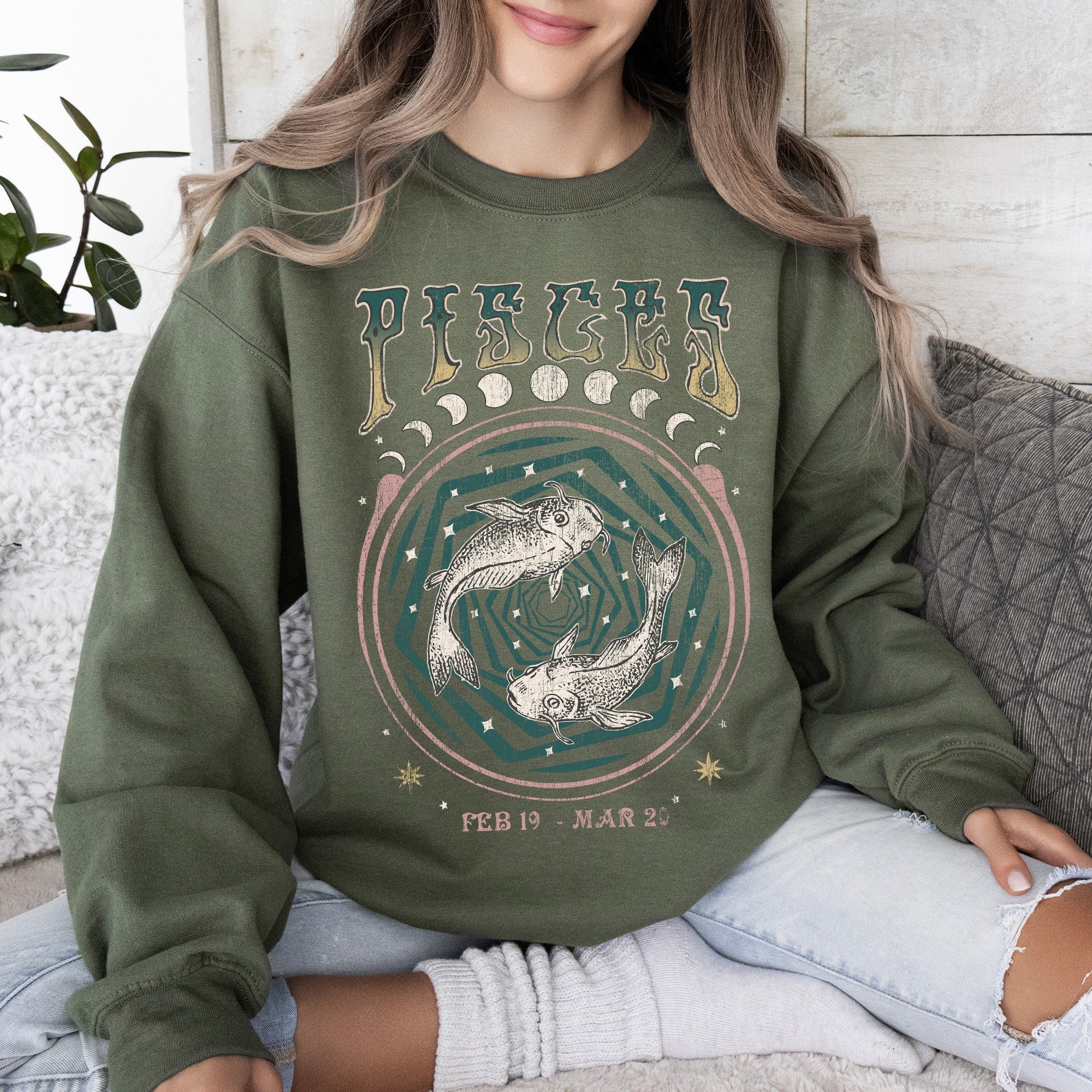 Pisces Zodiac Astrology Horoscope Celestial Sign Constellation Graphic Sweatshirt