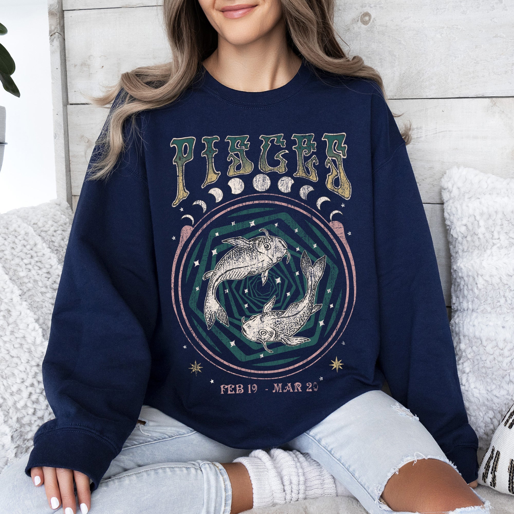 Pisces Zodiac Astrology Horoscope Celestial Sign Constellation Graphic Sweatshirt