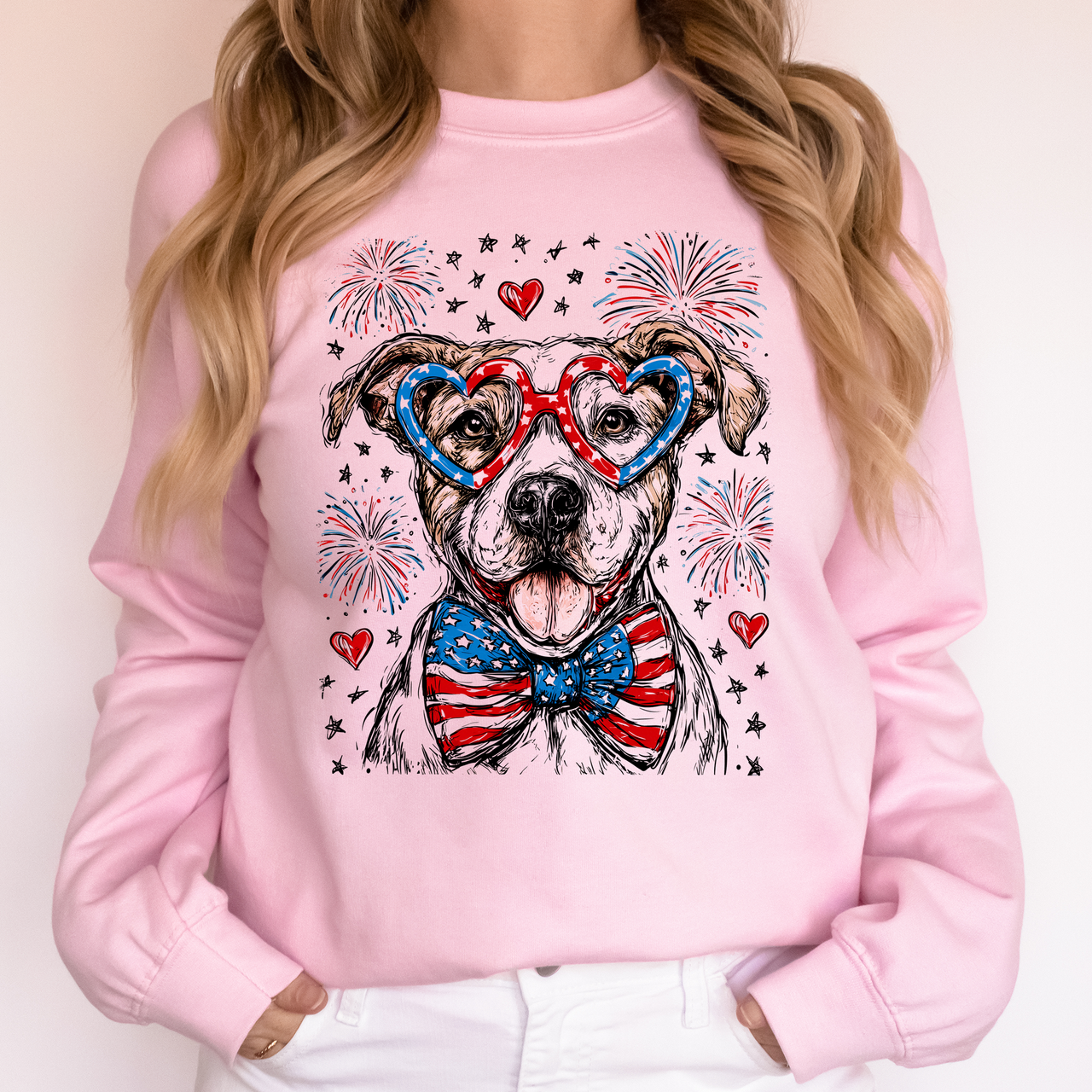 Pitbull Terrier Patriotic Dog 4th Of July USA Patriotism Pet Lover Pride Sweatshirt