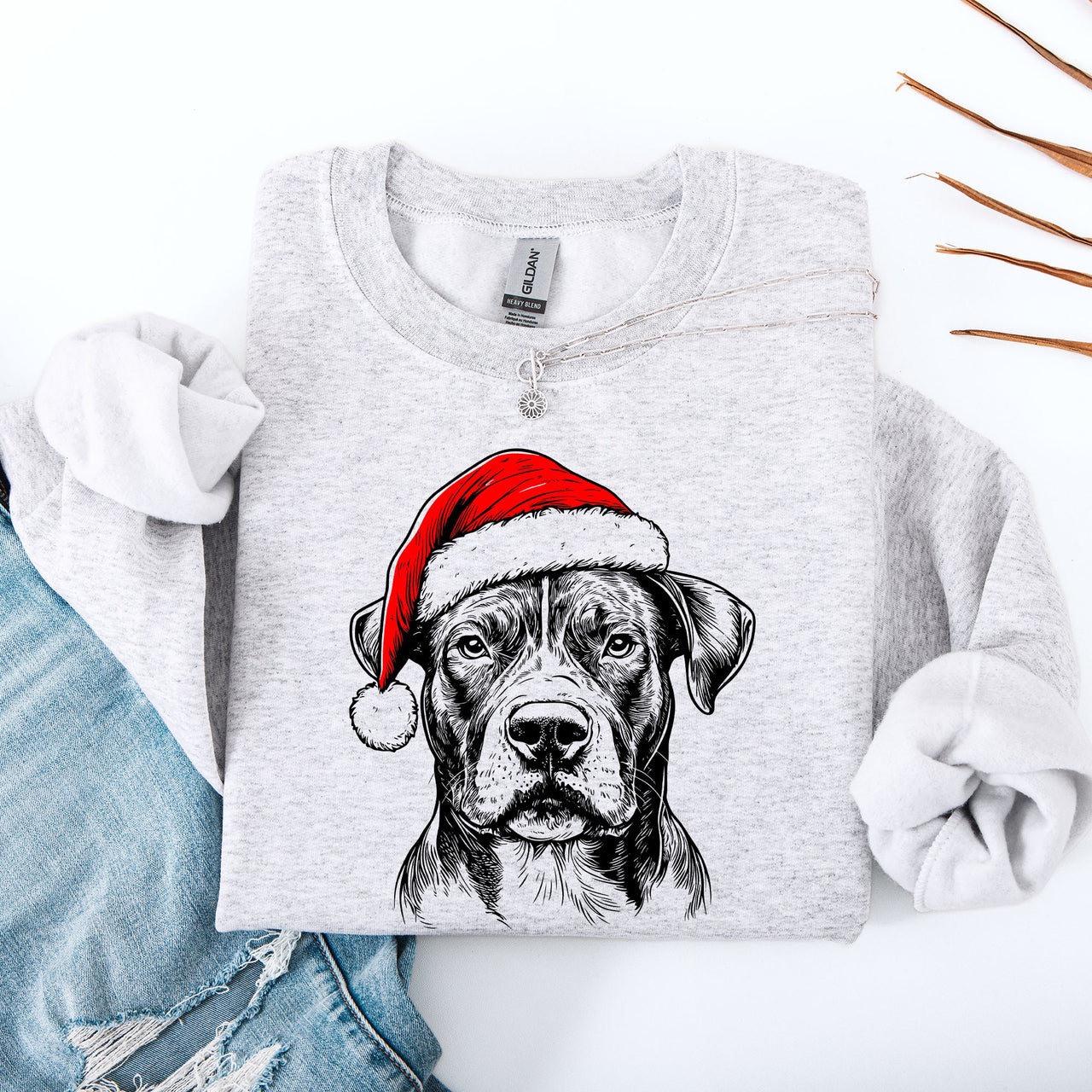 Pitbull Santa Christmas Dog Lover Seasonal Cheer Festive Pet Lover Gear Sweatshirt