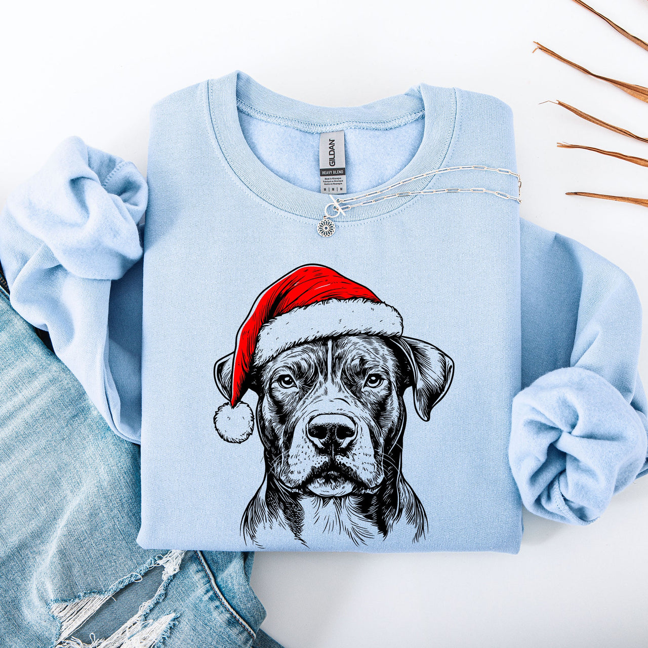 Pitbull Santa Christmas Dog Lover Seasonal Cheer Festive Pet Lover Gear Sweatshirt