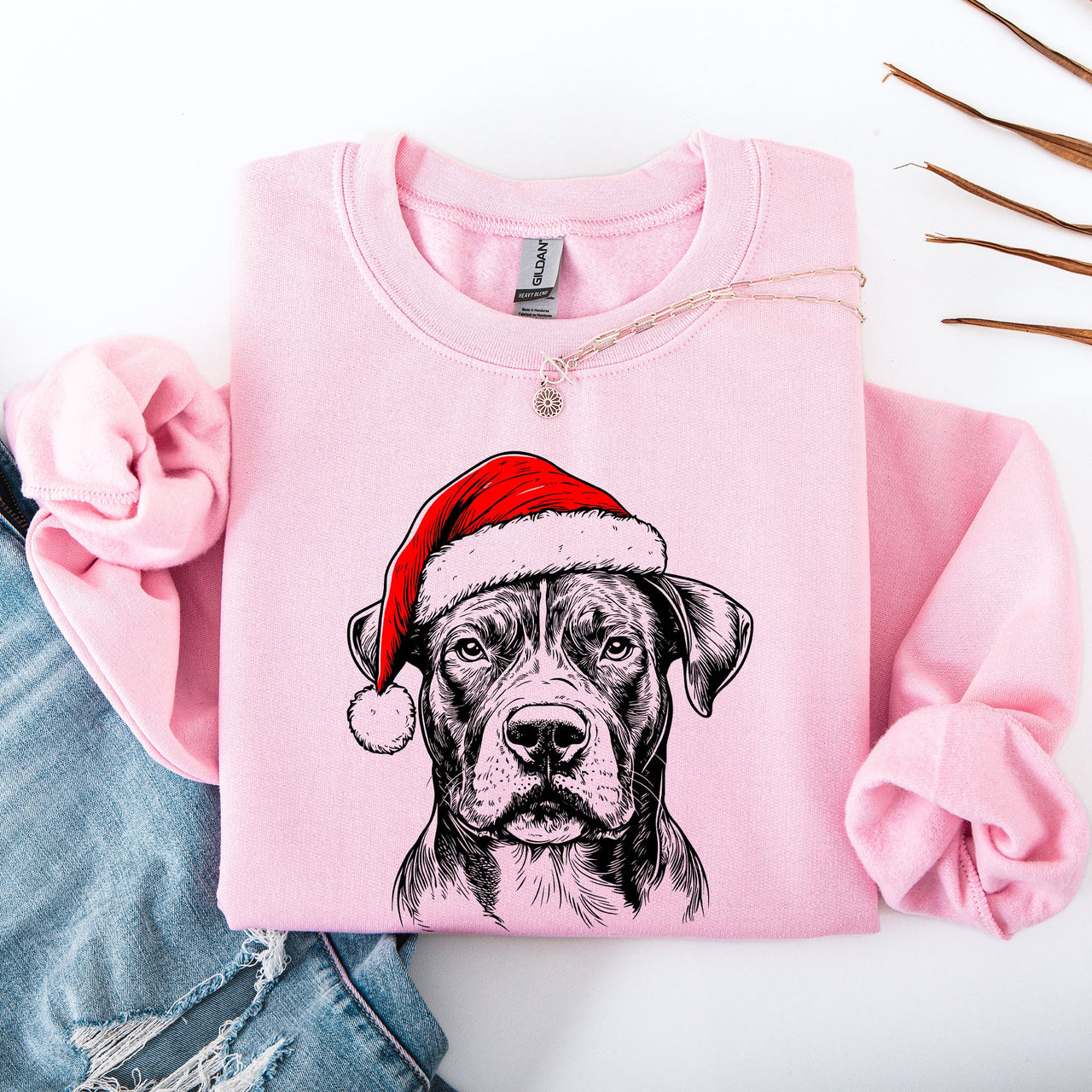 Pitbull Santa Christmas Dog Lover Seasonal Cheer Festive Pet Lover Gear Sweatshirt