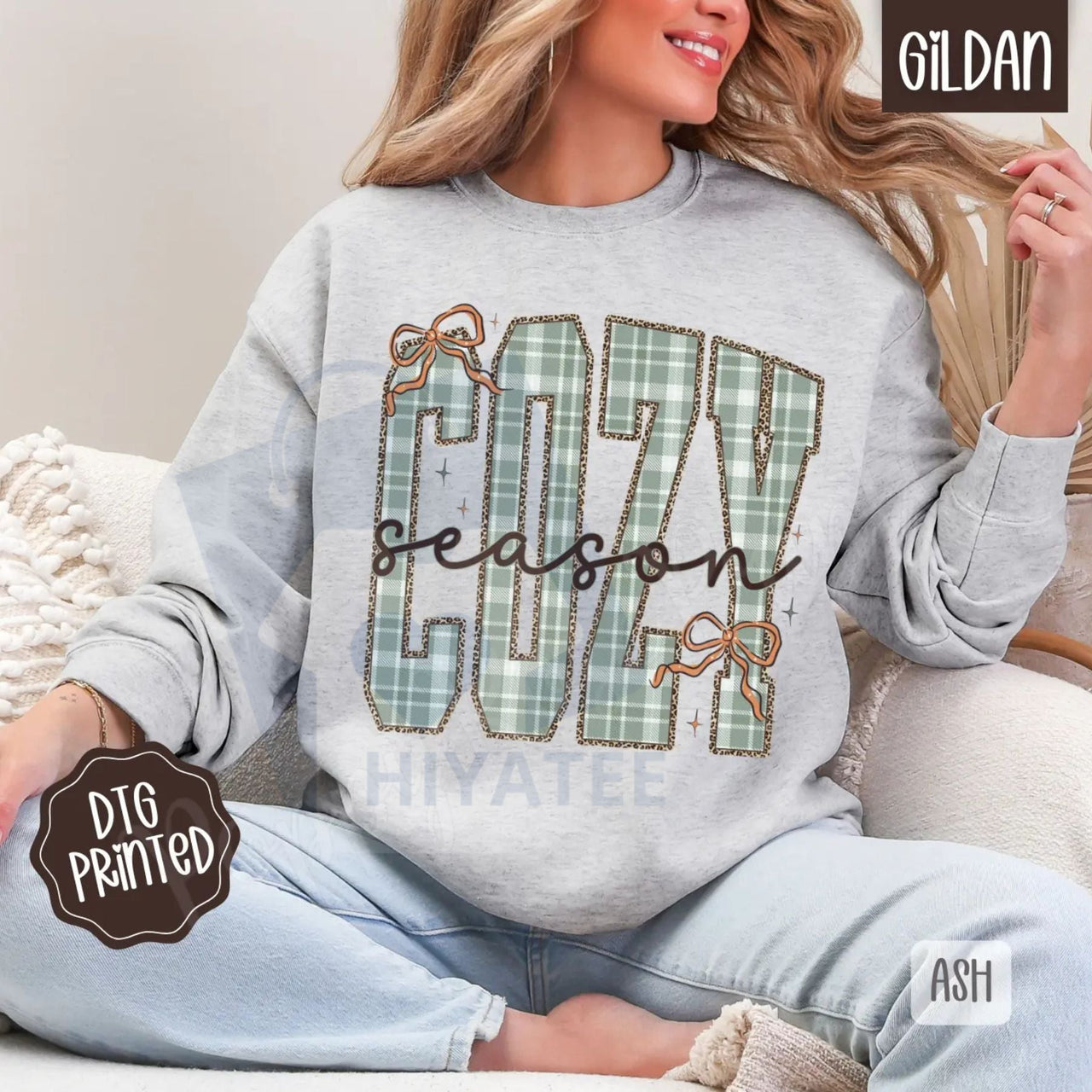 Plaid Cozy Sweatshirt: Trendy Women's Winter Sweater, Warm Flannel Aesthetic Pullover, Cozy Plaid Crewneck