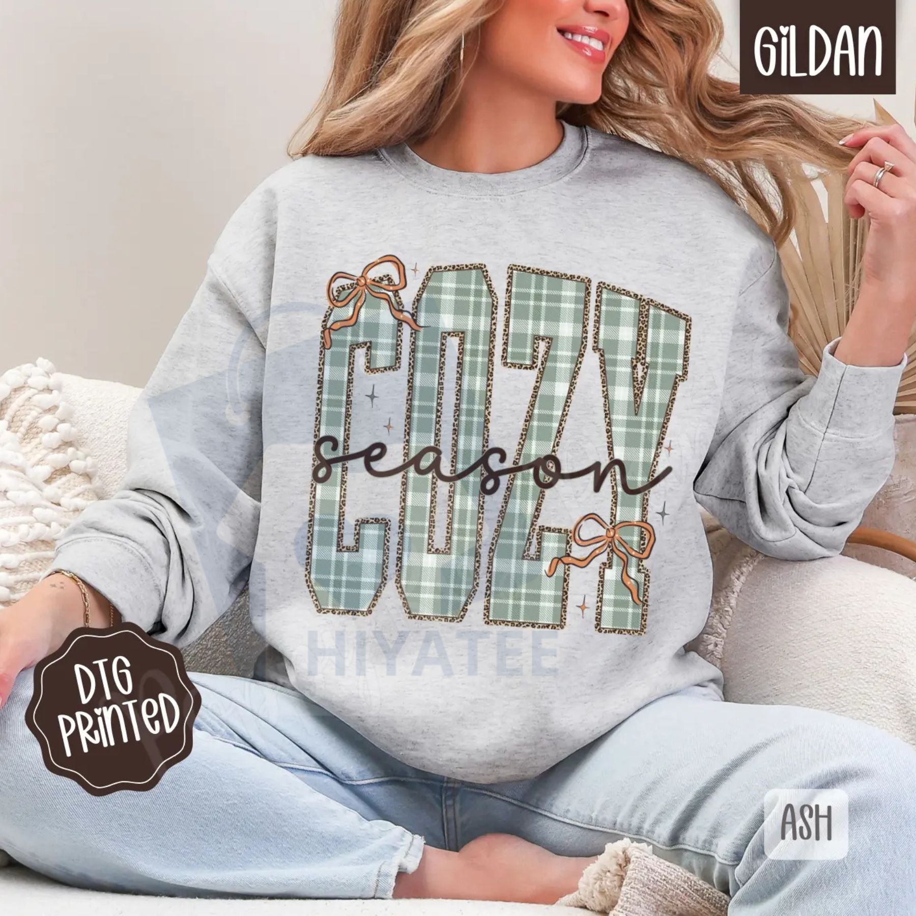 Plaid Cozy Sweatshirt: Trendy Women's Winter Sweater, Warm Flannel Aesthetic Pullover, Cozy Plaid Crewneck