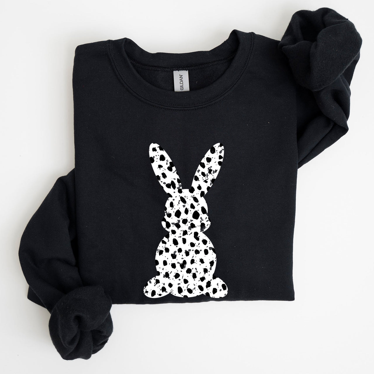 Polka Dot Easter Bunny Dalmatian Print Festive Springtime Pattern With Playful Retro Vibe Sweatshirt