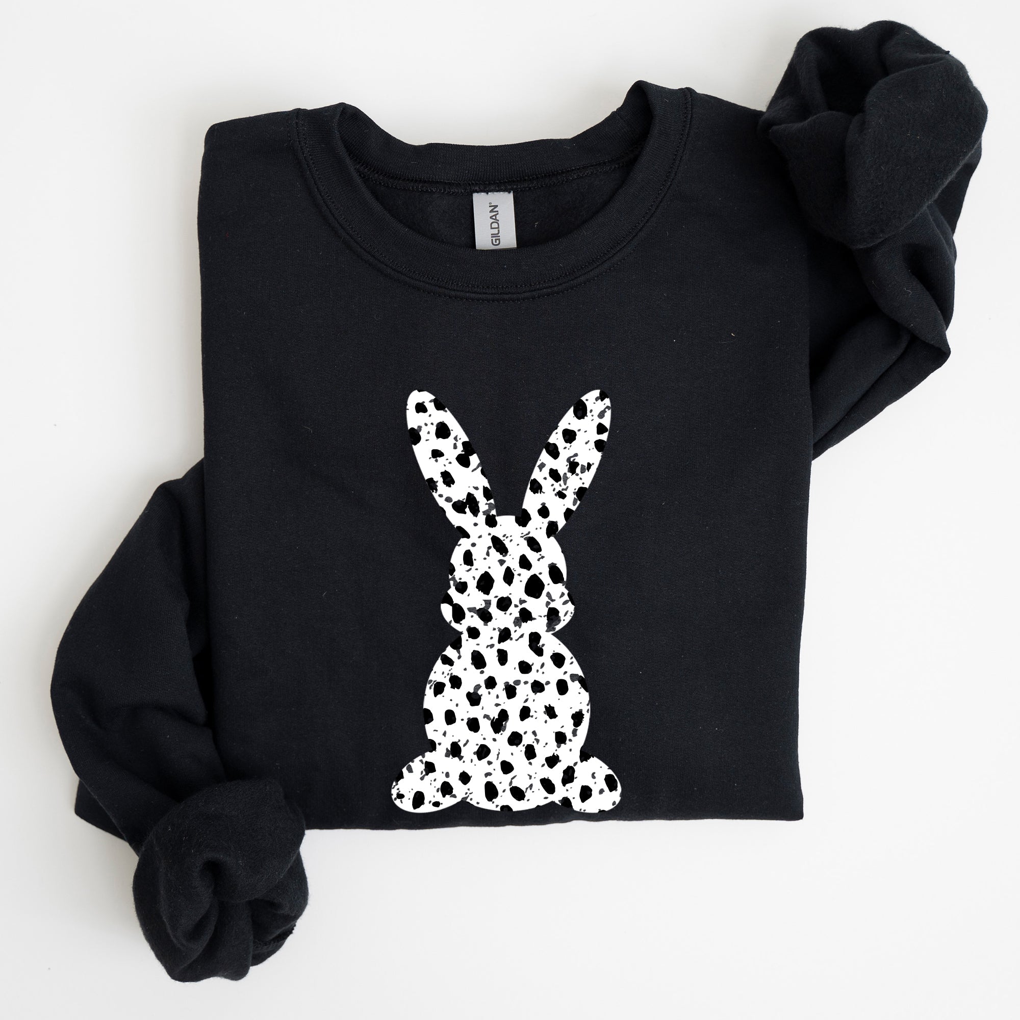 Polka Dot Easter Bunny Dalmatian Print Festive Springtime Pattern With Playful Retro Vibe Sweatshirt