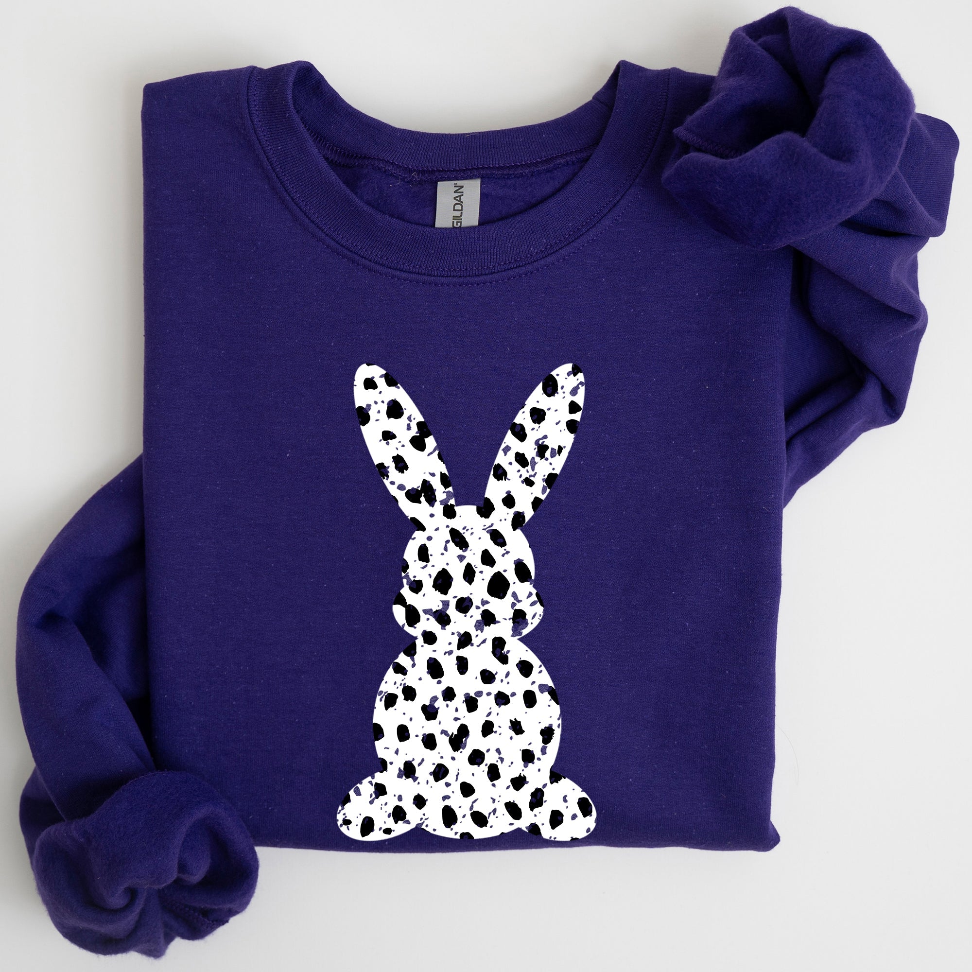 Polka Dot Easter Bunny Dalmatian Print Festive Springtime Pattern With Playful Retro Vibe Sweatshirt