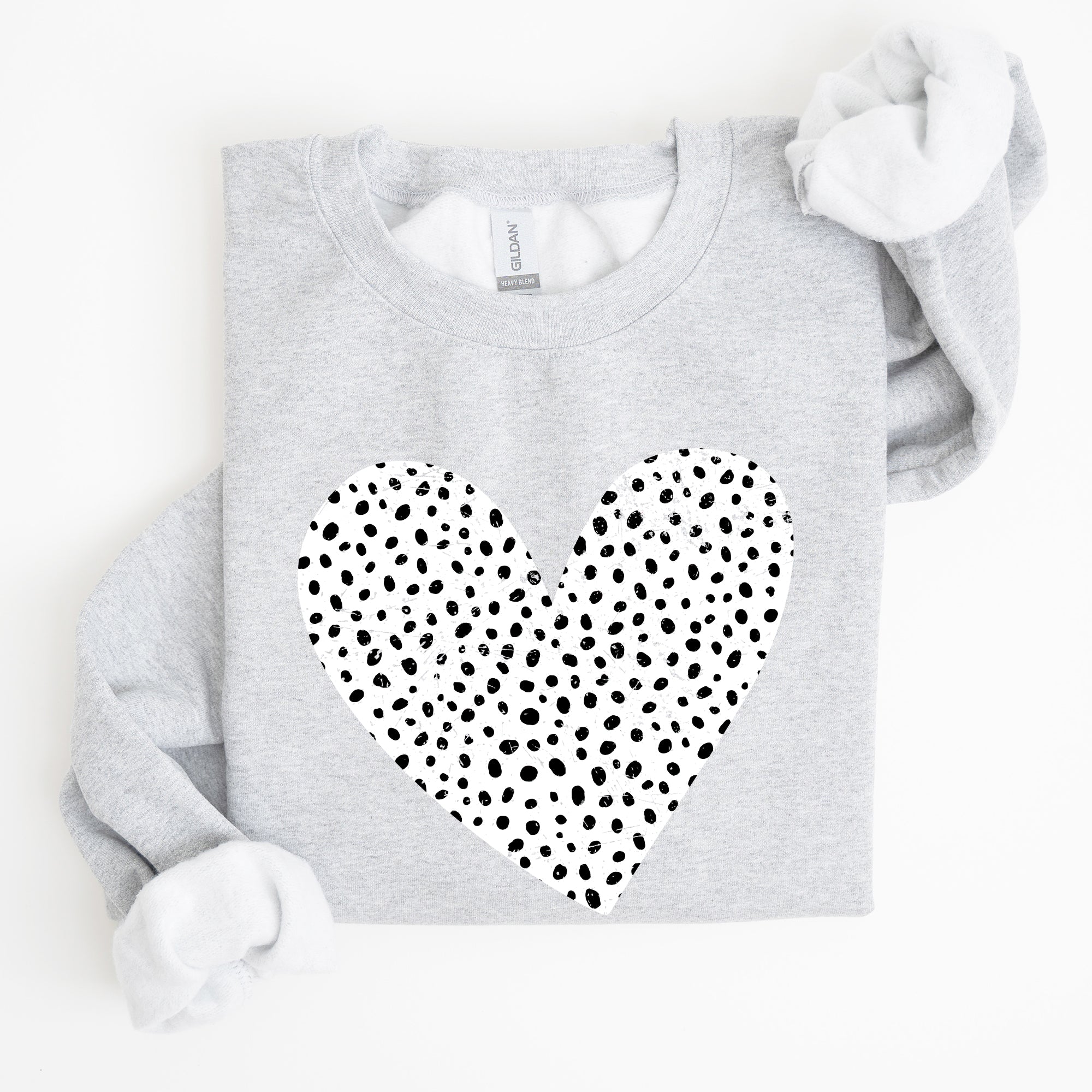Polka Dot Heart Dalmatian Print Valentine's Day Cozy Autumn Warmth Edition Sweatshirt