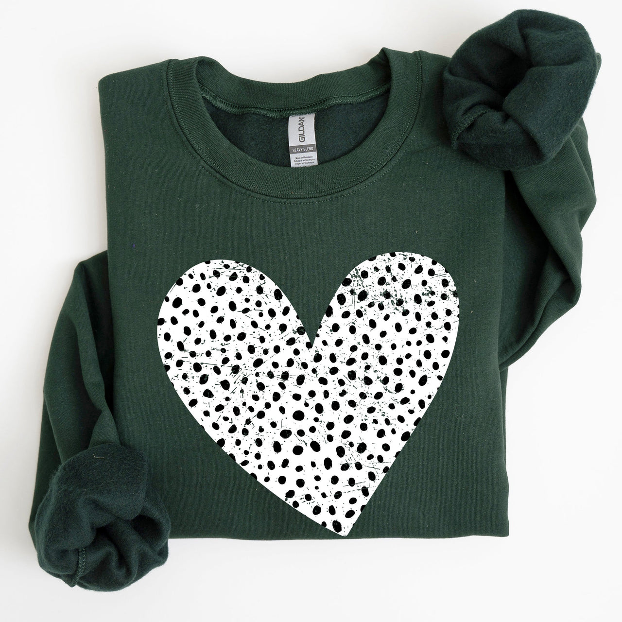 Polka Dot Heart Dalmatian Print Valentine's Day Cozy Autumn Warmth Edition Sweatshirt