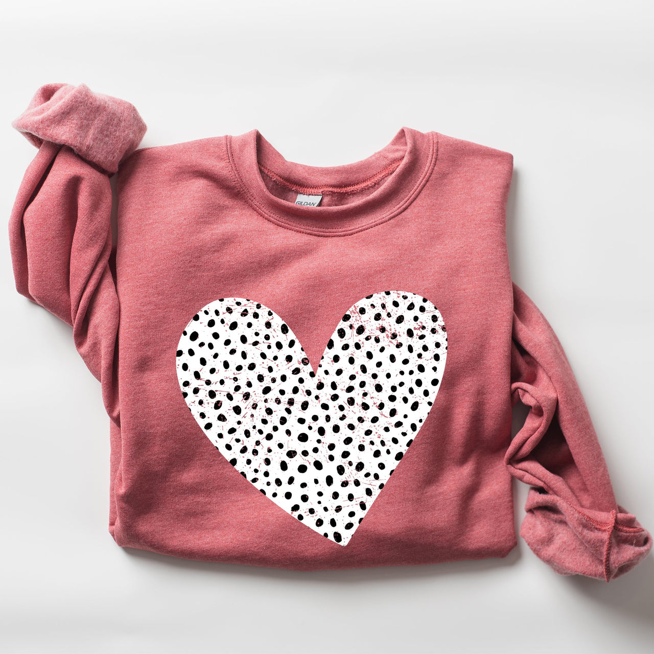 Polka Dot Heart Dalmatian Print Valentine's Day Cozy Autumn Warmth Edition Sweatshirt