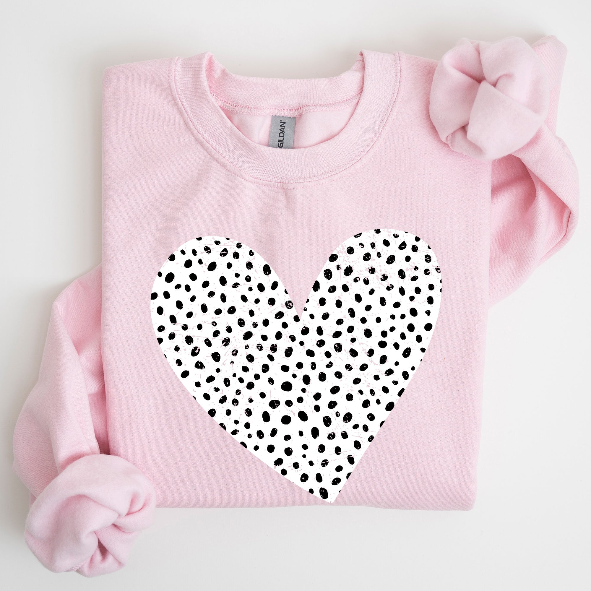 Polka Dot Heart Dalmatian Print Valentine's Day Cozy Autumn Warmth Edition Sweatshirt
