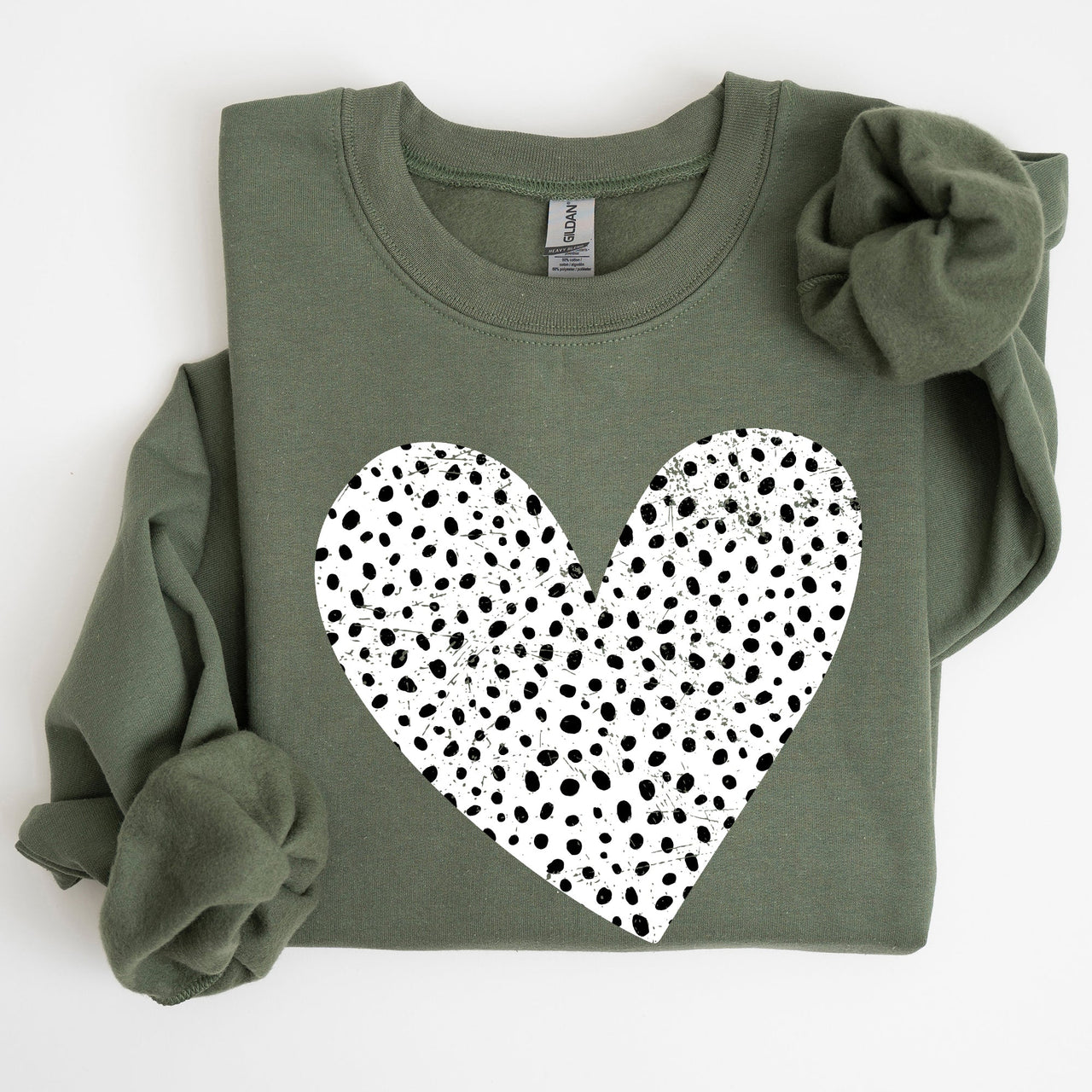 Polka Dot Heart Dalmatian Print Valentine's Day Cozy Autumn Warmth Edition Sweatshirt